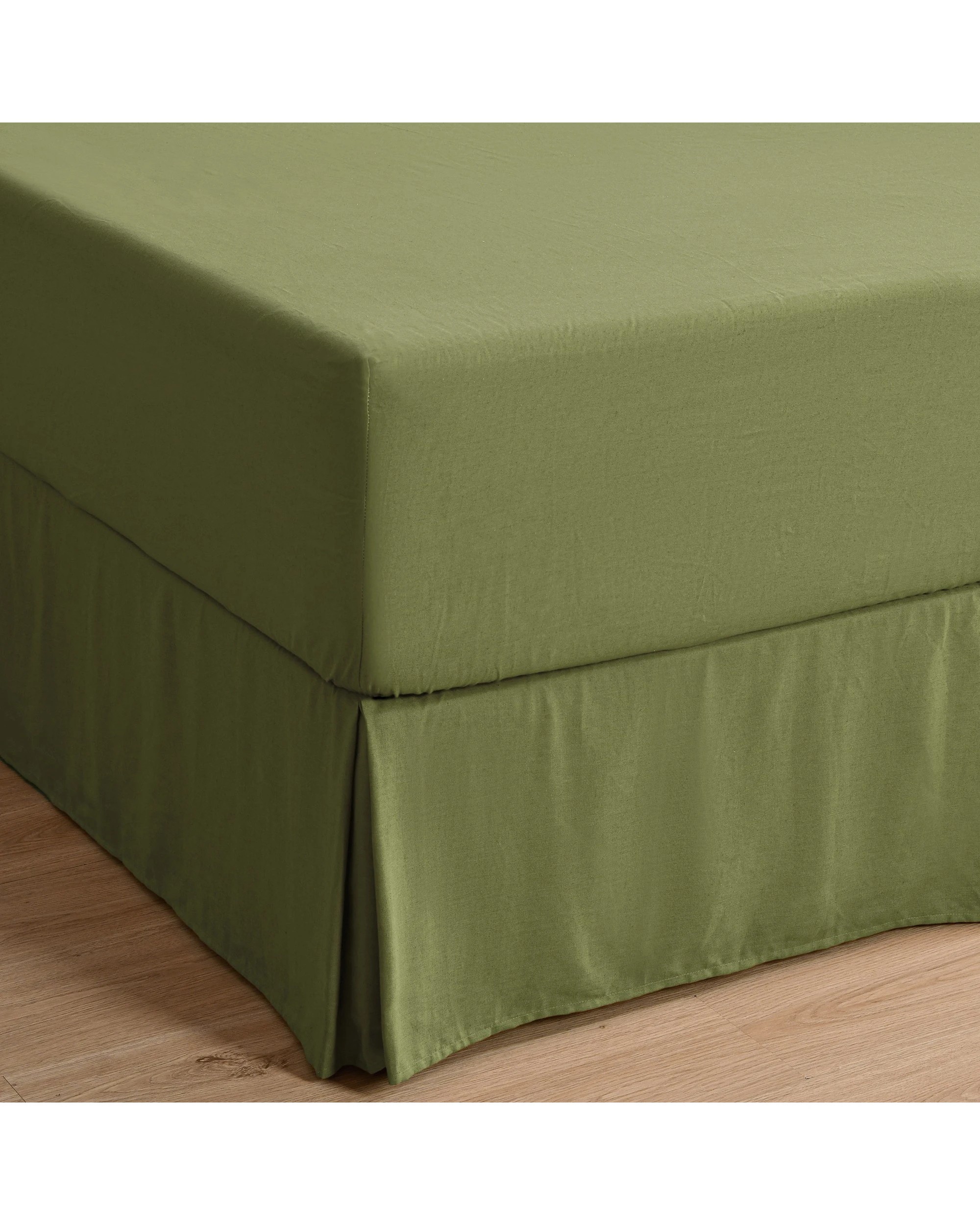 1 Dreamaker Linen Cotton Valance - Single Bed - Olive, 1 of 7
