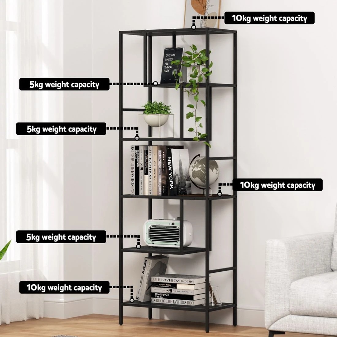 7 Artiss Bookshelf 5 Tiers
 - Black, 7 of 8