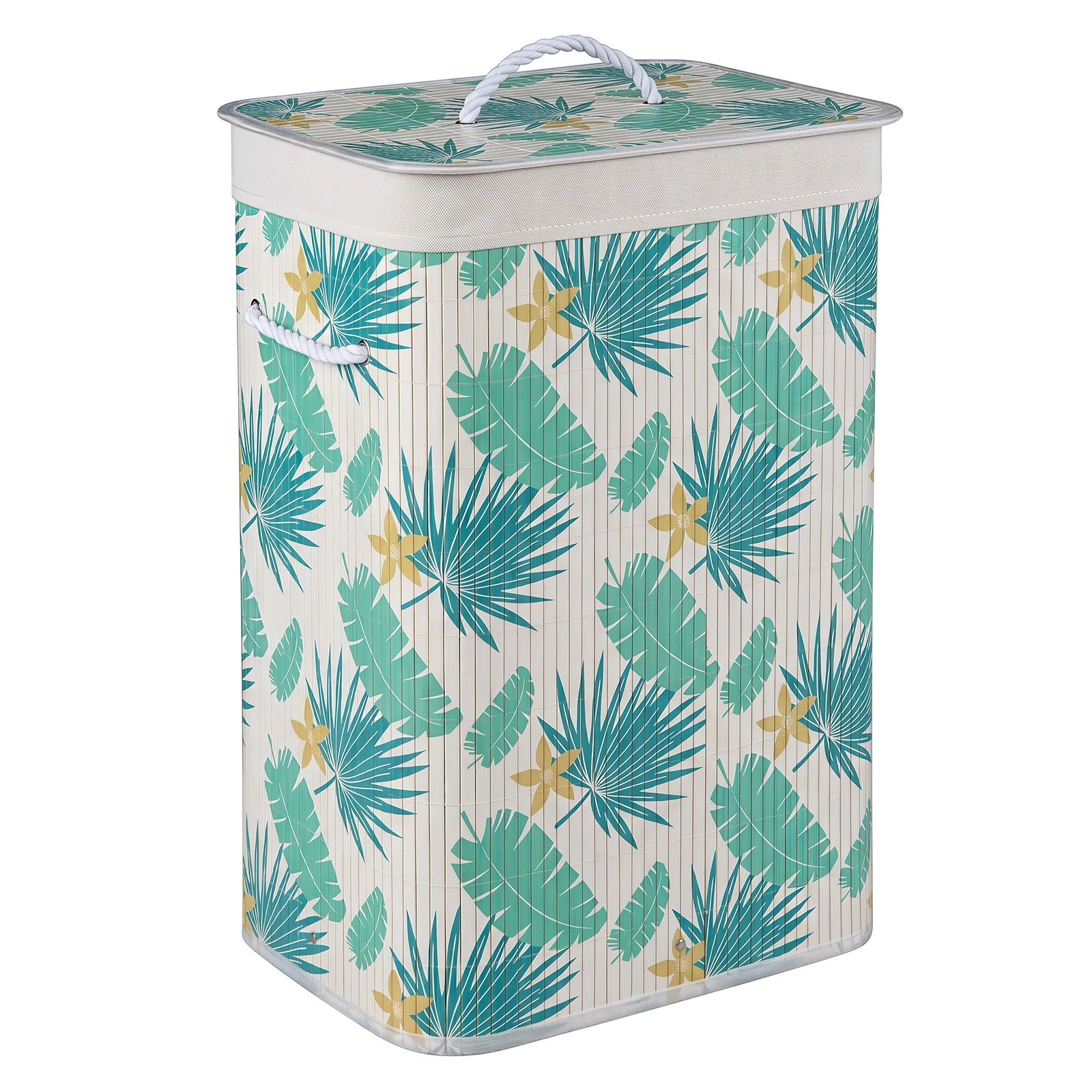 1 Costway 72L Bamboo Laundry Hamper w/Removable Liner Clothes Hamper Rainforest Pattern, 1 of 5