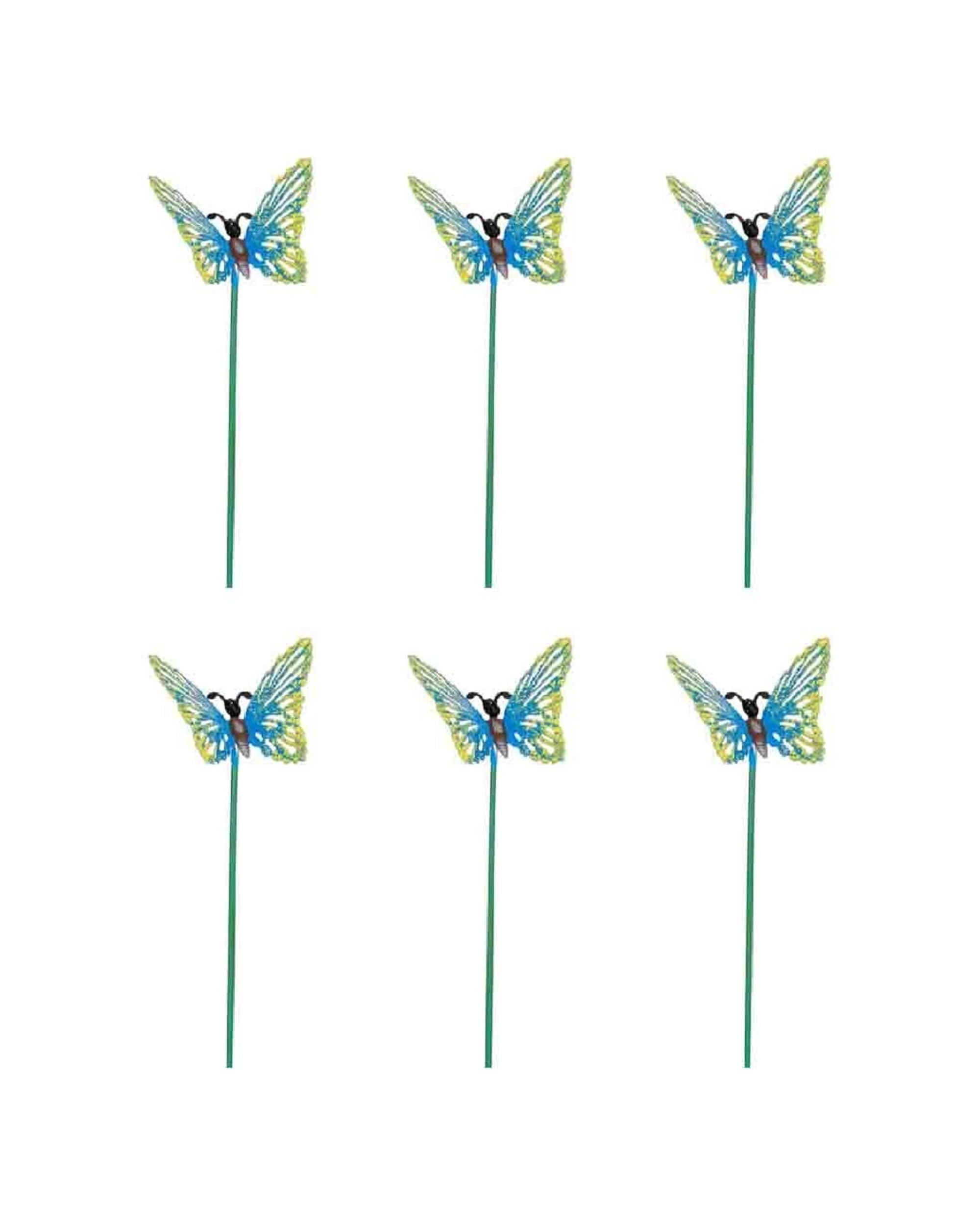 1 Alfresco 6pk Butterfly Sticks Small Outdoor Decor 34cm - Multi, 1 of 2
