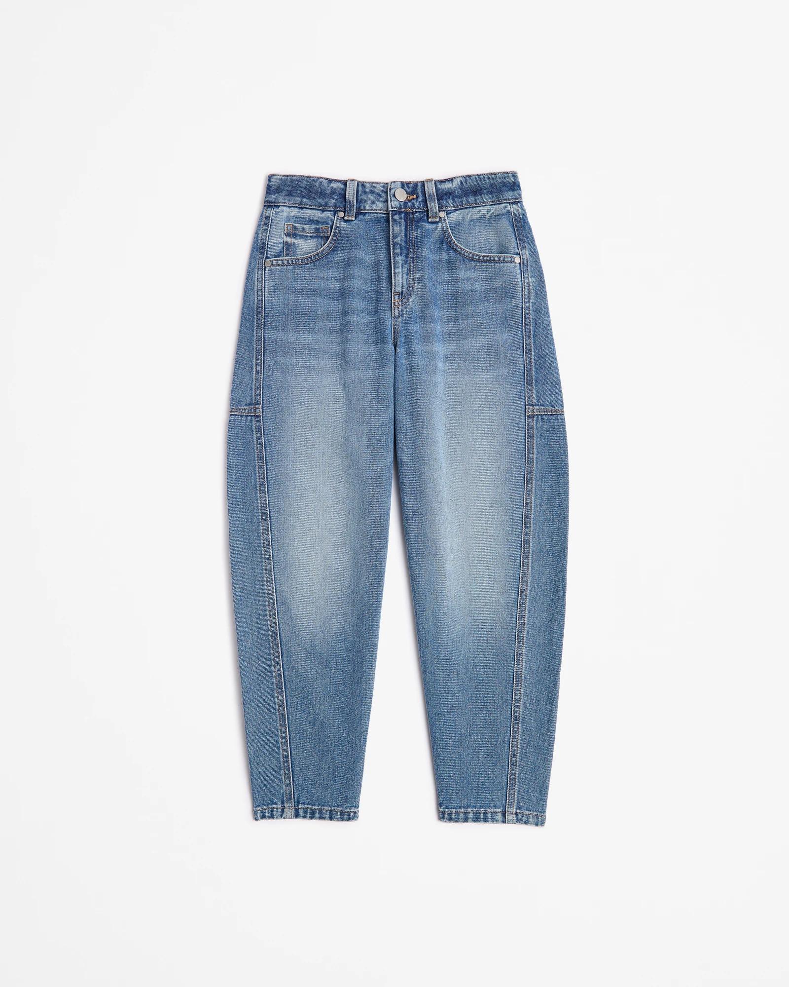 4 Target Denim Girls' Barrel-leg Jeans — Mid Wash Blue, Adjustable Waist (size 9) MID WASH, 4 of 5