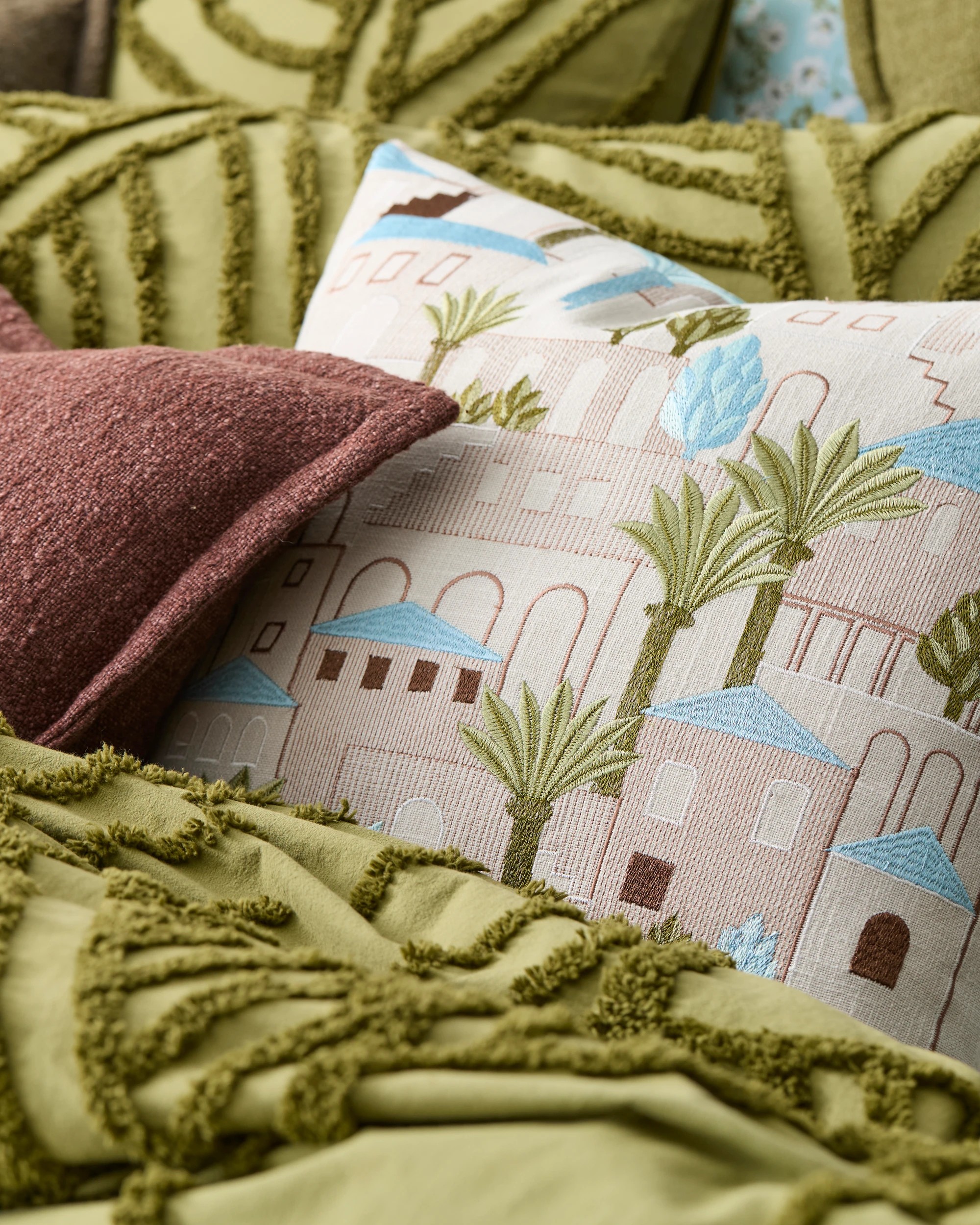 5 Target Oakley Cotton Textured Leaf Quilt Cover Set - Queen Bed - Green, 5 of 8