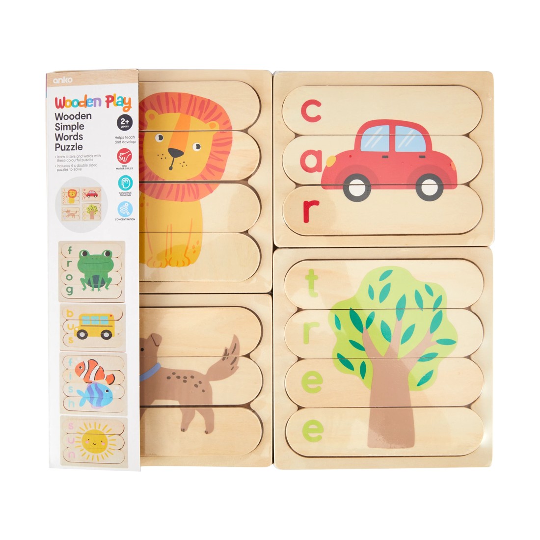1 Wooden Play Simple Words Puzzle, 1 of 6