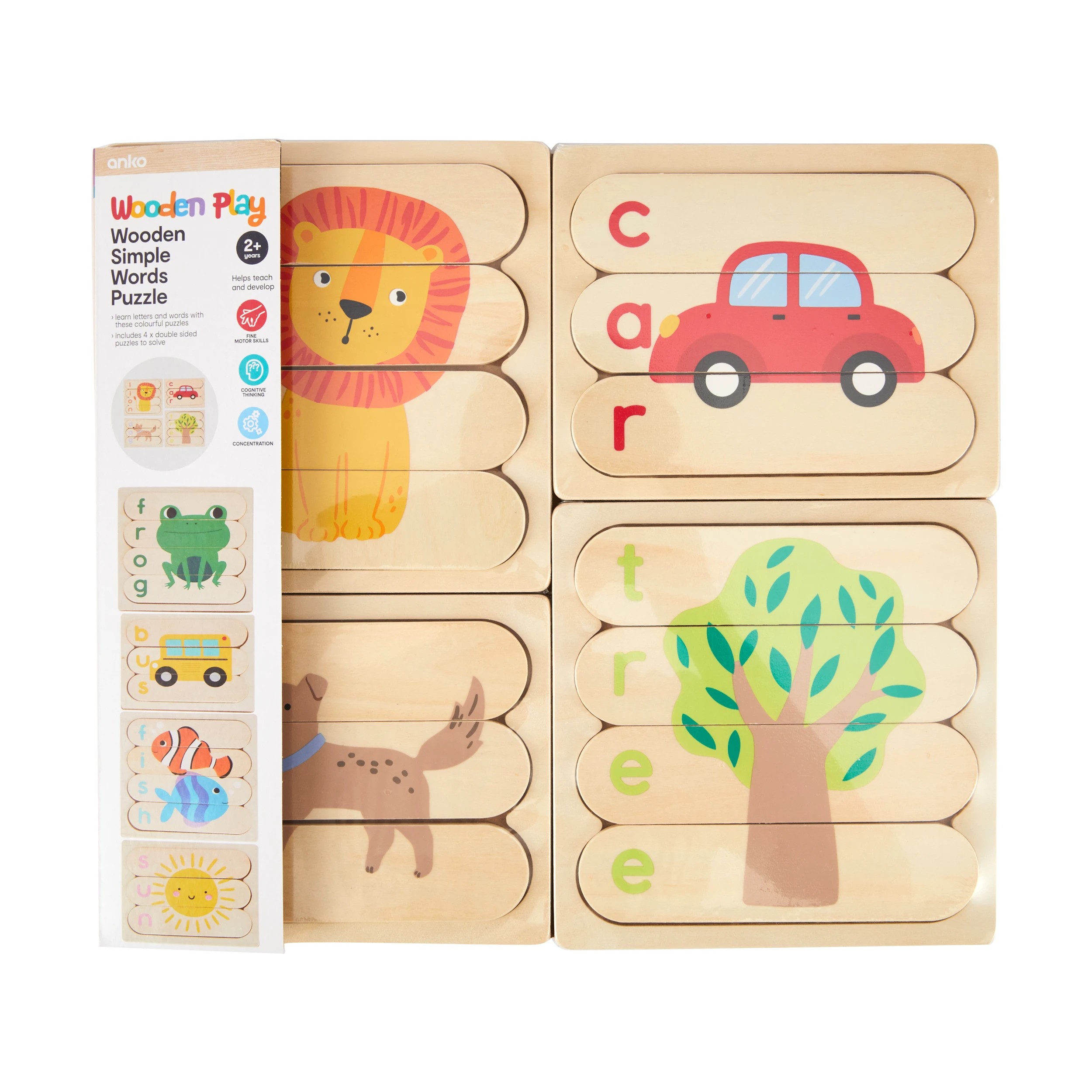 1 Wooden Play Simple Words Puzzle, 1 of 6