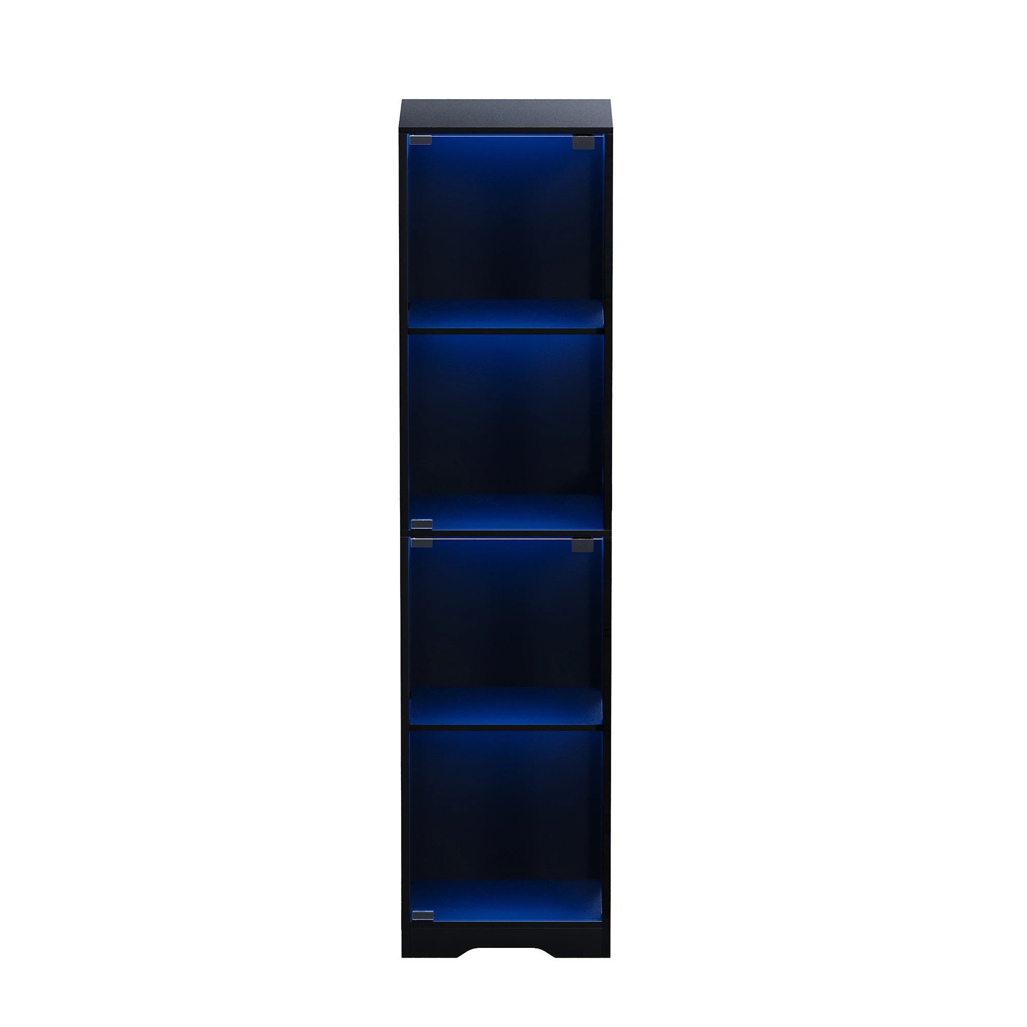 8 Advwin 4 Tier LED Glass Display Cabinet 160cm High Tall Storage Bookshelf - Black, 8 of 9