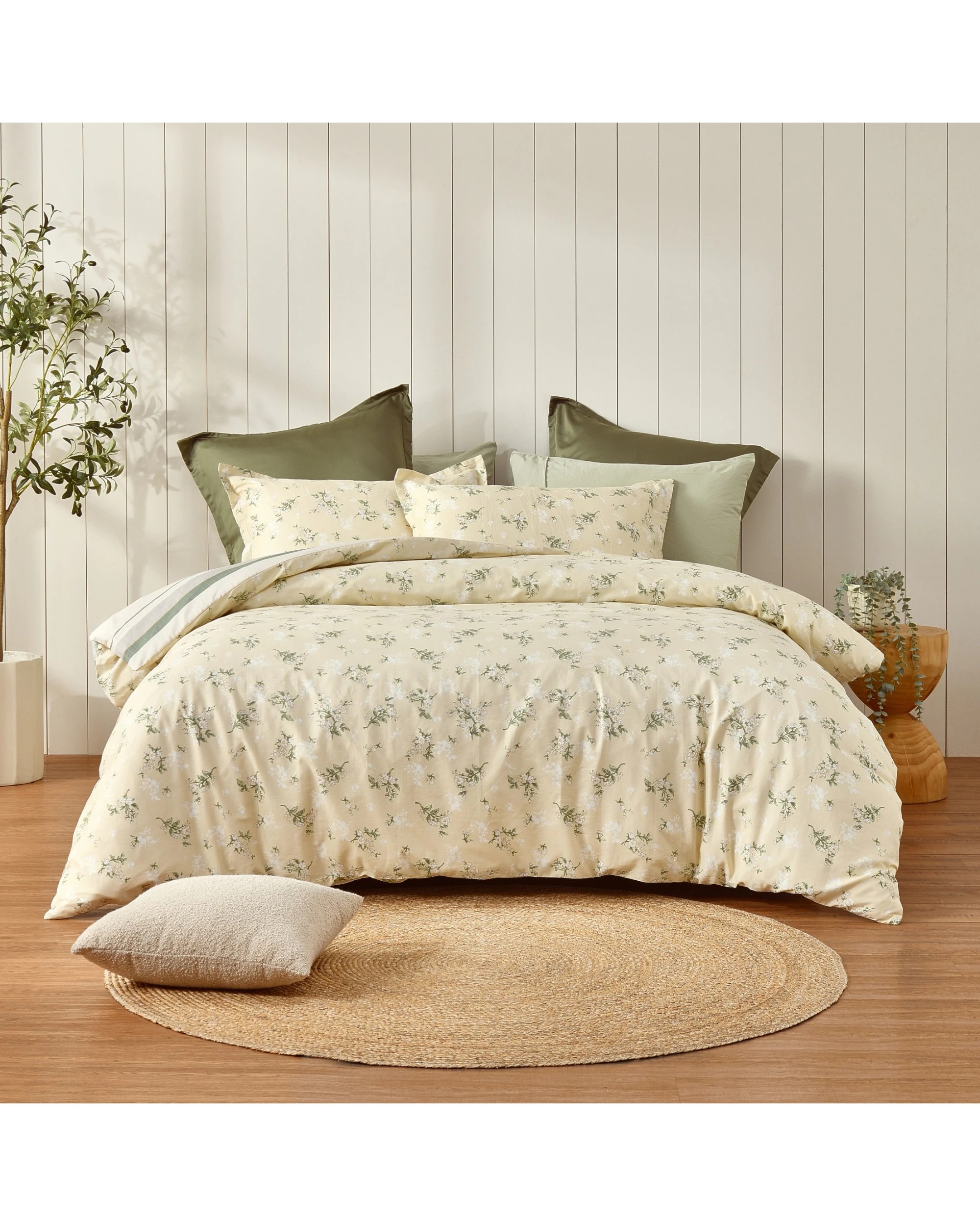 5 Dreamaker Otto 100% Cotton Reversible Quilt Cover Set - King Single Bed - Green, 5 of 8