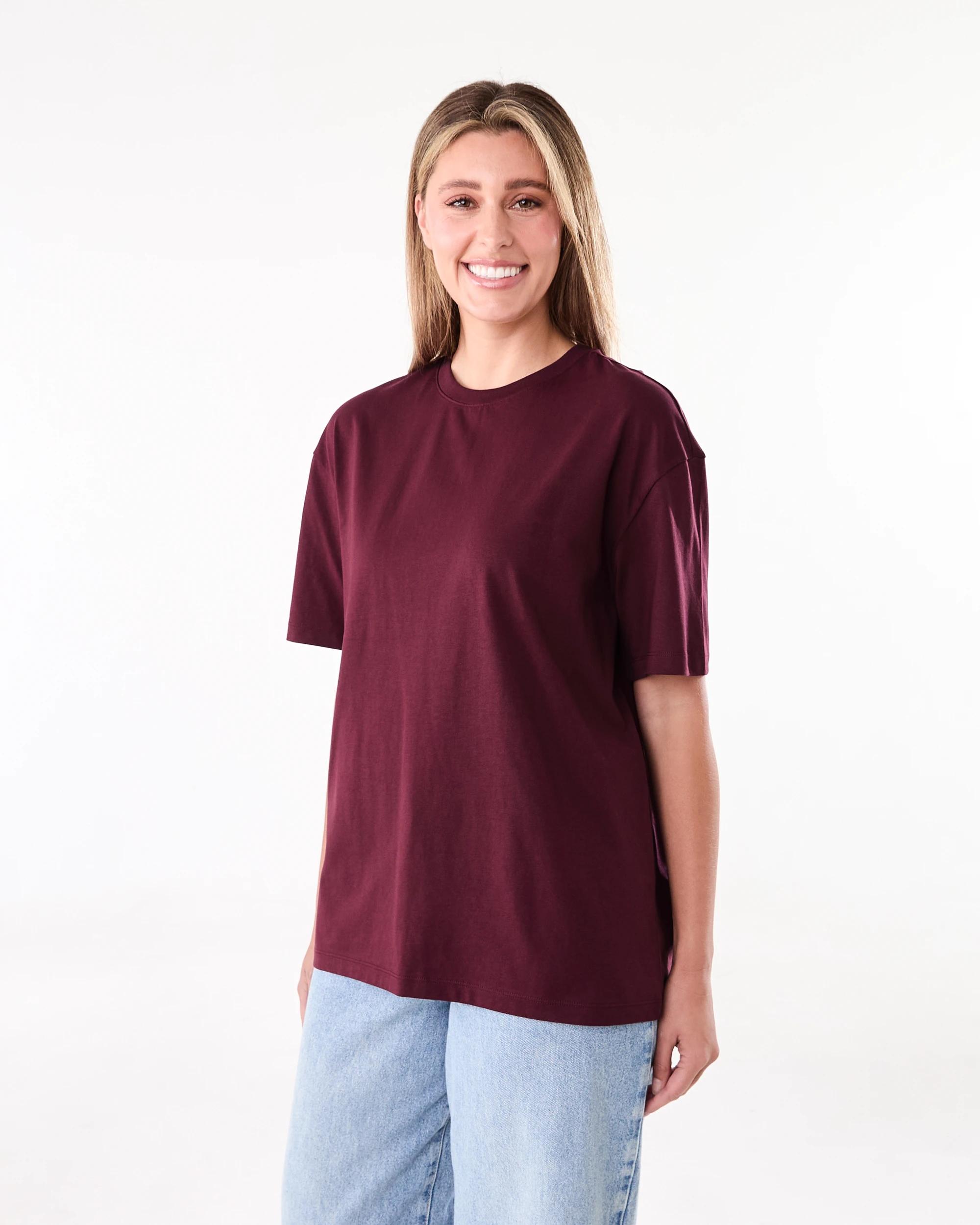 2 Short Sleeve Oversized Boyfriend T-shirt Red Royale, 2 of 6