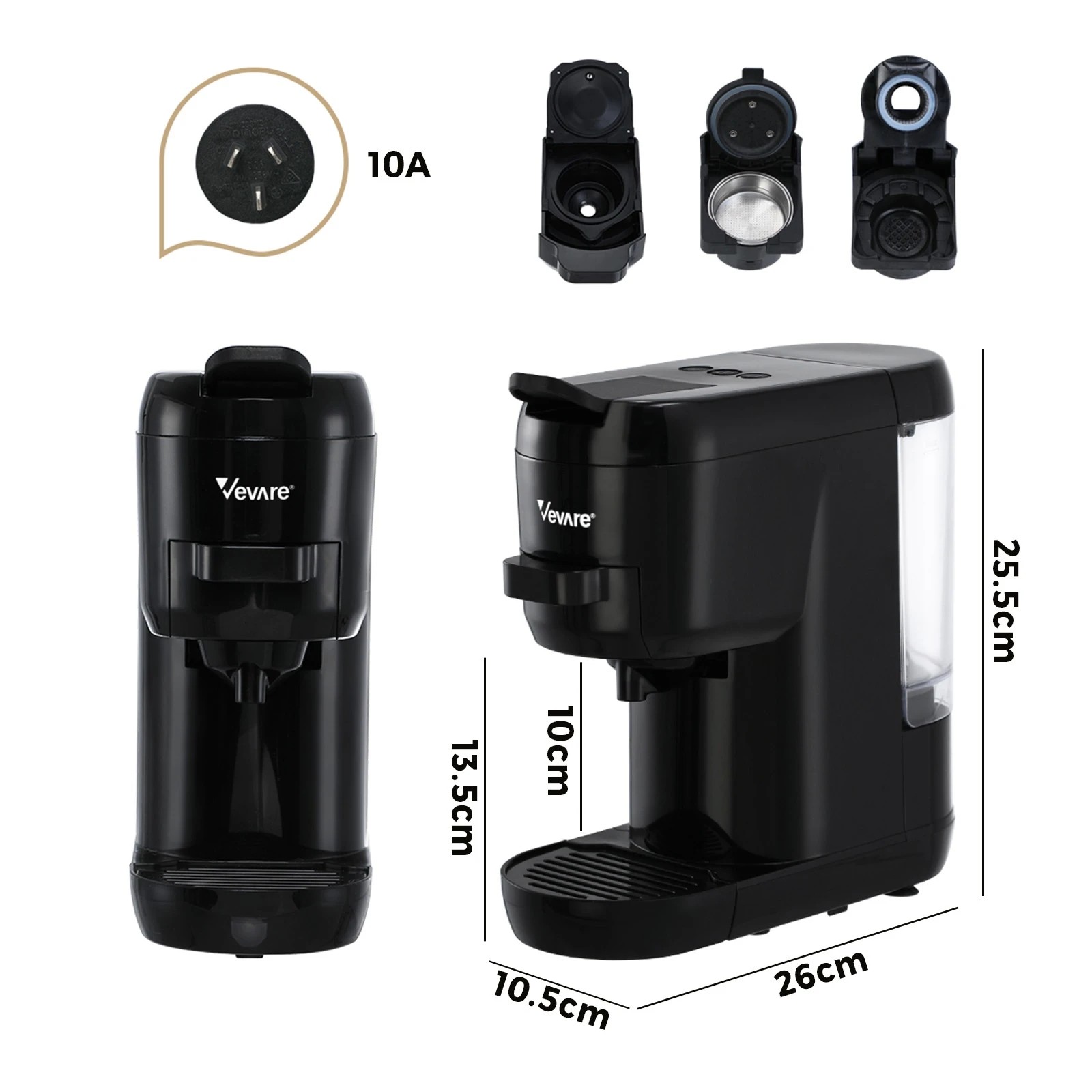 2 Vevare Capsule Coffee Machine 19 Bar 3in1 Nespresso Dolce-Gusto Maker - Black, 2 of 5