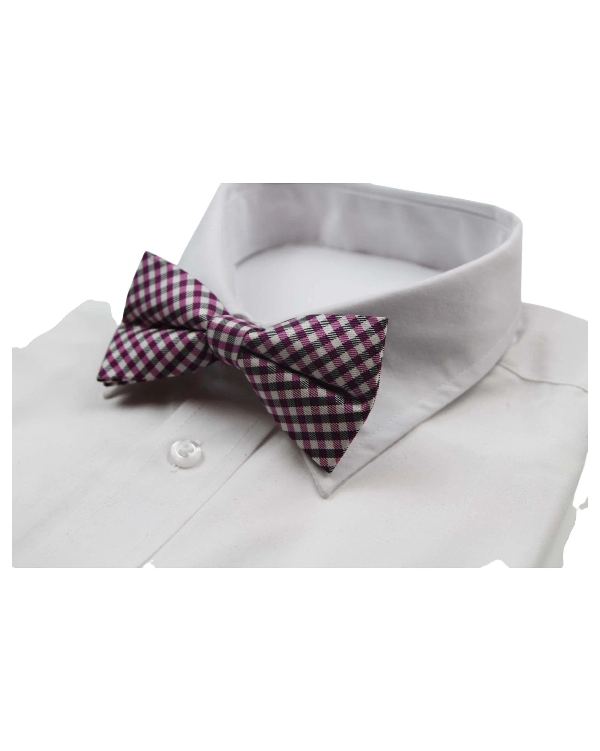1 Zasel Mens Purple, White & Black Checkered Cotton Bow Tie, 1 of 3