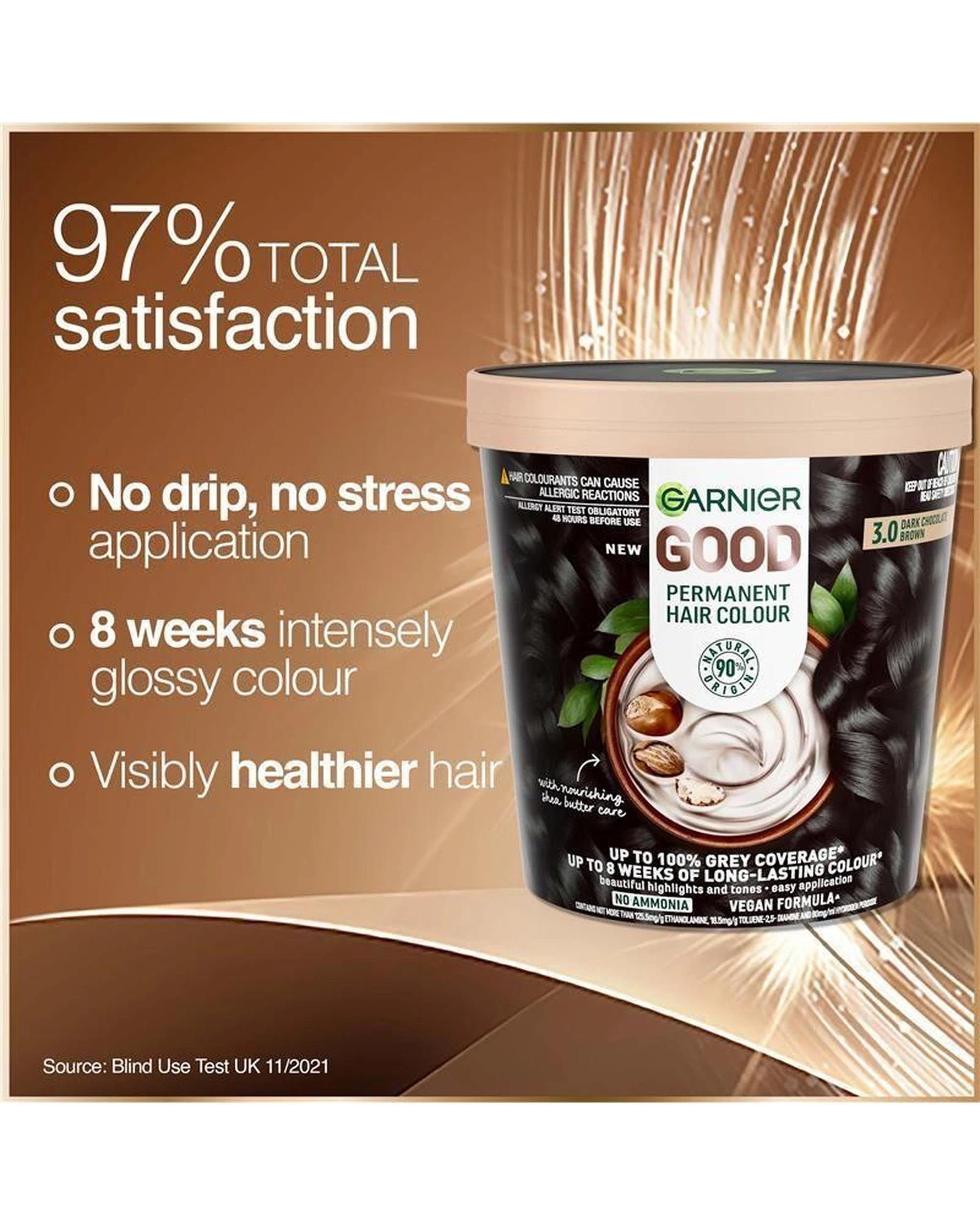 5 3 x Garnier Permanent Hair Colour - 3.0 Dark Chocolate Brown - Brown, 5 of 10