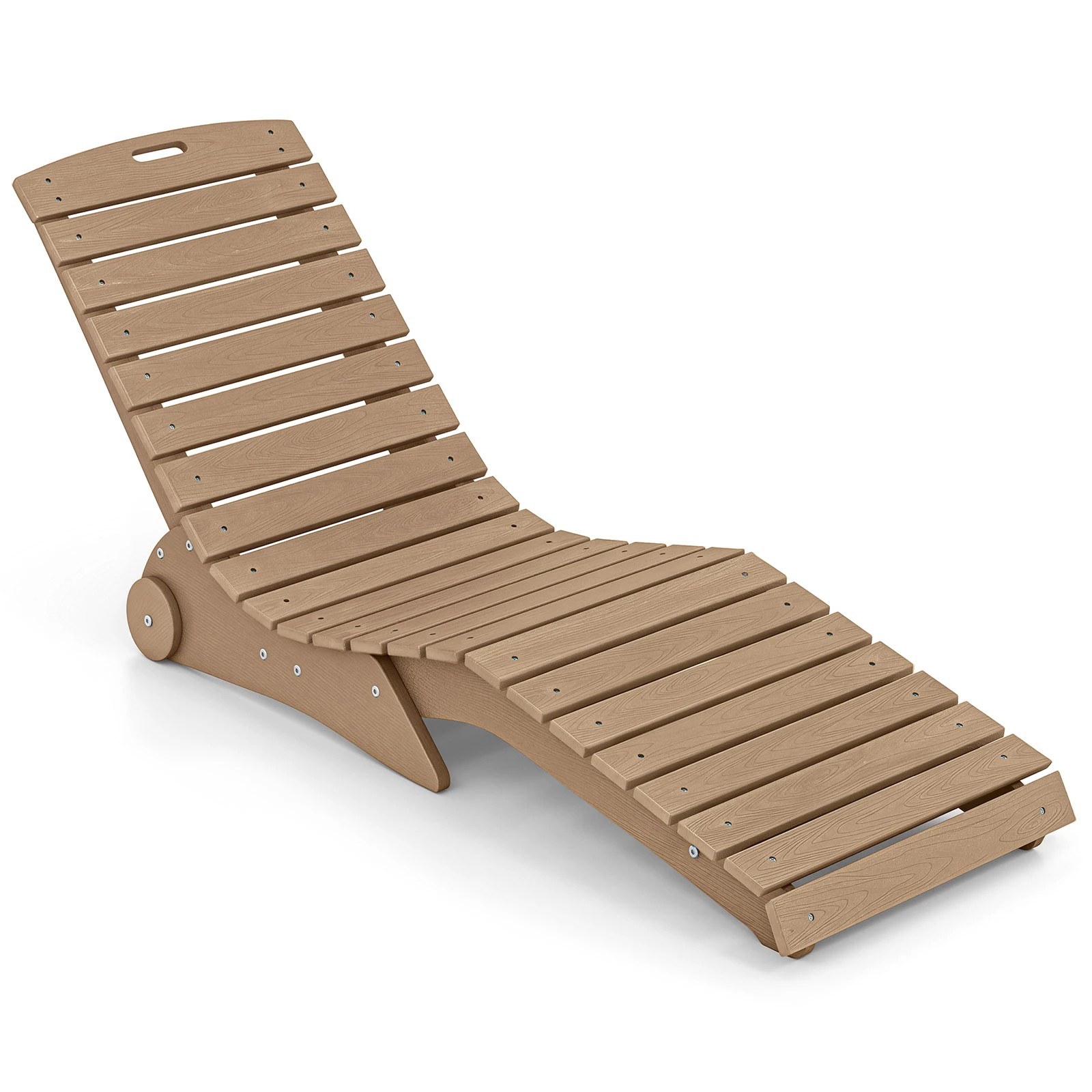 1 Costway In-Pool HDPE Lounge Chair w/Wheels S-Curve Chaise Anti-Floating Weighted Chair - Brown, 1 of 5