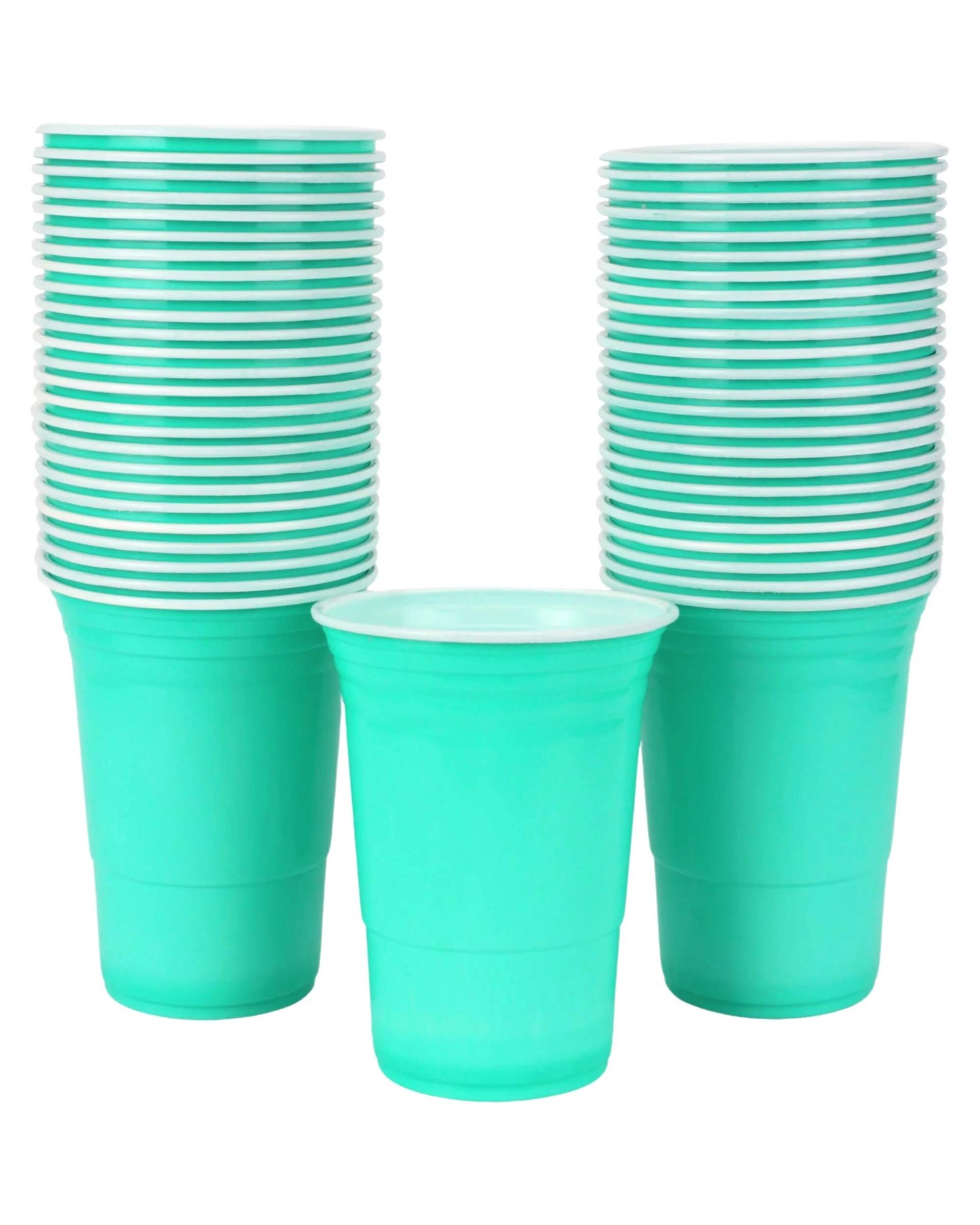 1 Partyware Everyday Party Pastel Turquoise American Cups 450ml Pack of 50 - Green, 1 of 3