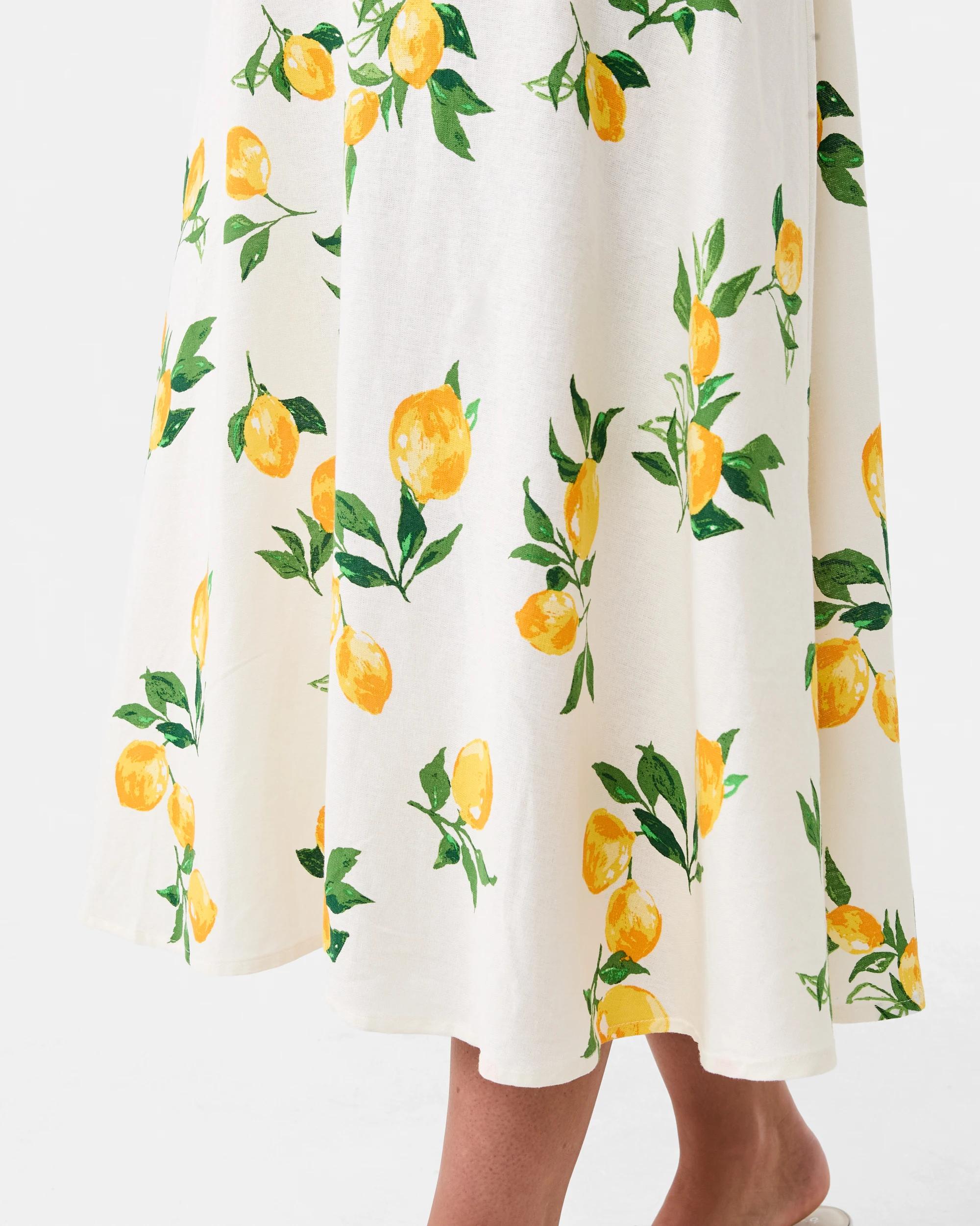 7 Sleeveless Tie Back Midi Dress Lemons, 7 of 8