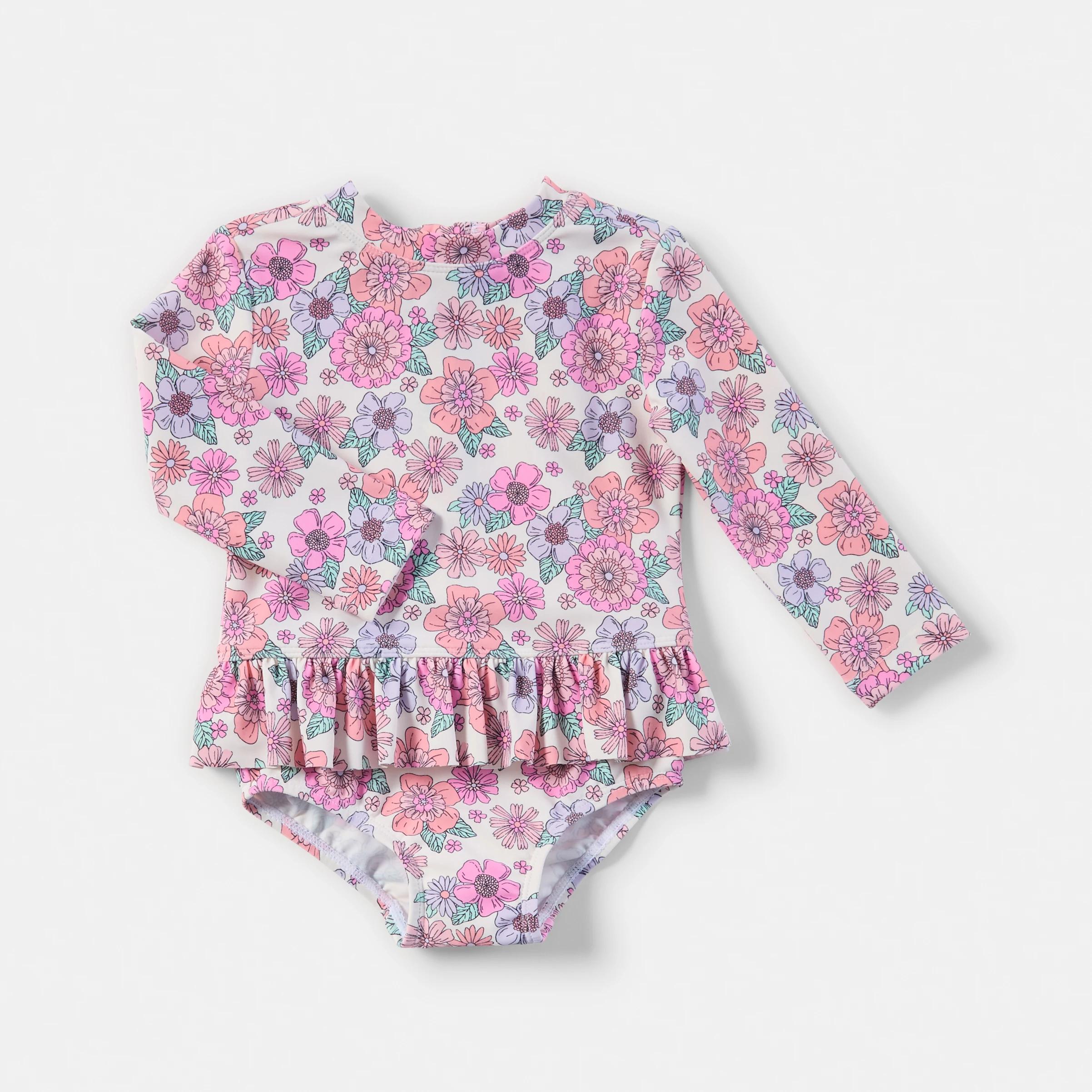 1 Waist Frill Bather CREAM RETRO BLOOMS, 1 of 3