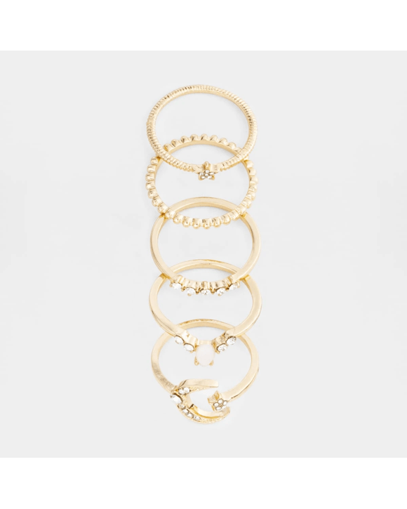 Star Multi Pack Rings - Small/Medium, Gold Tone