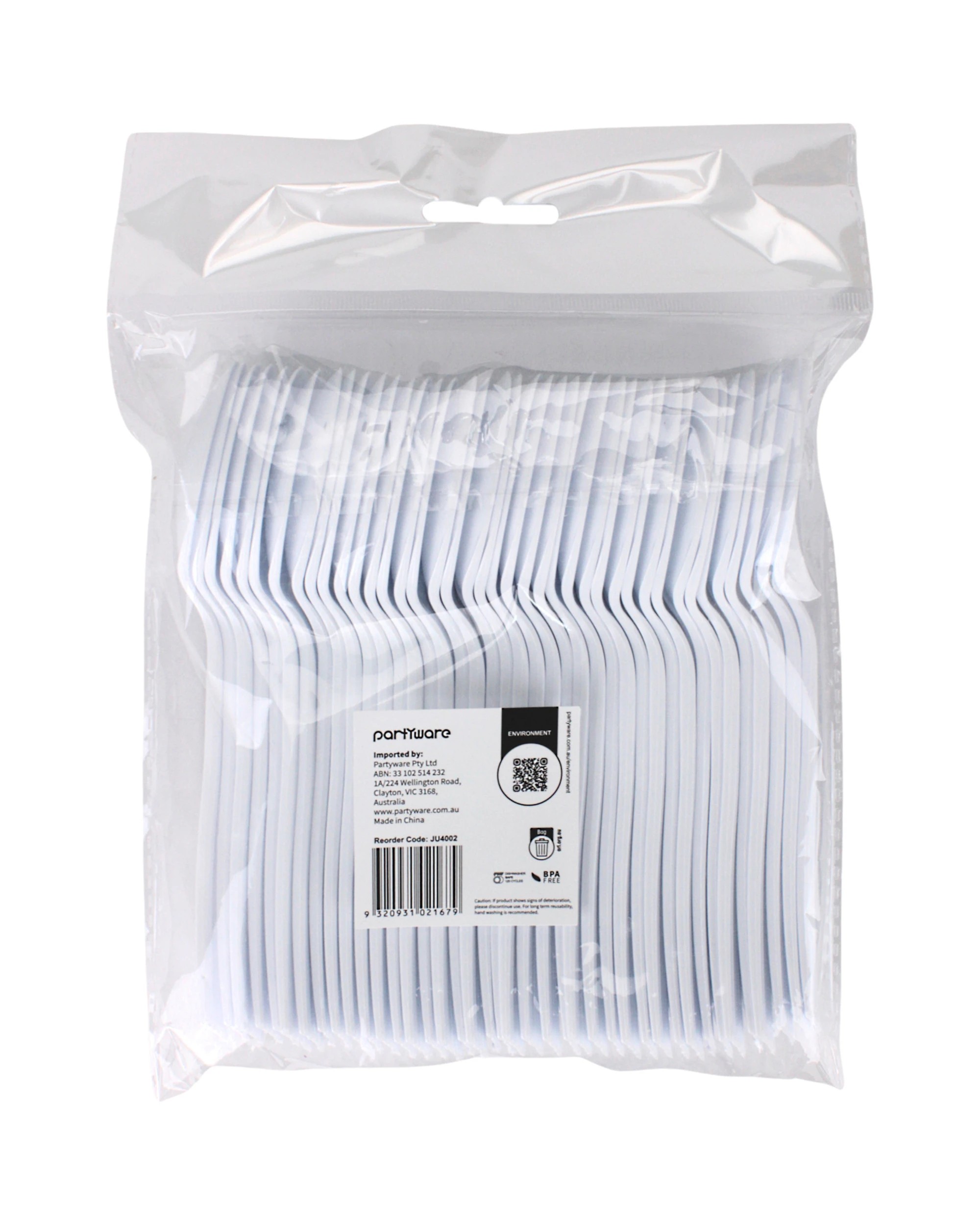 3 Partyware Everyday Living Reusable Plastic Spoons Pack of 40 - White, 3 of 3