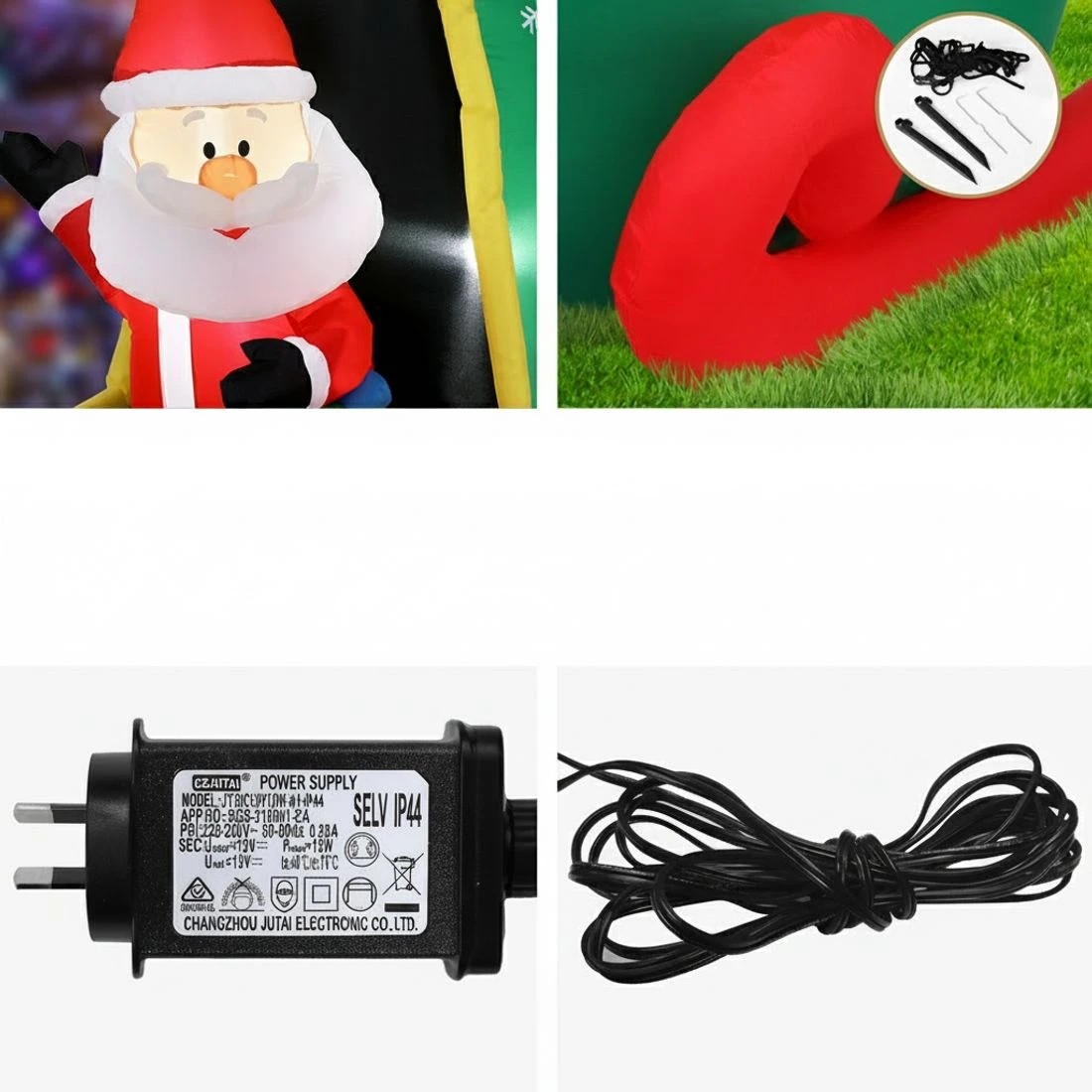 6 Jingle Jollys Christmas Inflatable Santa in Helicopter 2.55M Height LED Illuminated Decorations - Multi, 6 of 7