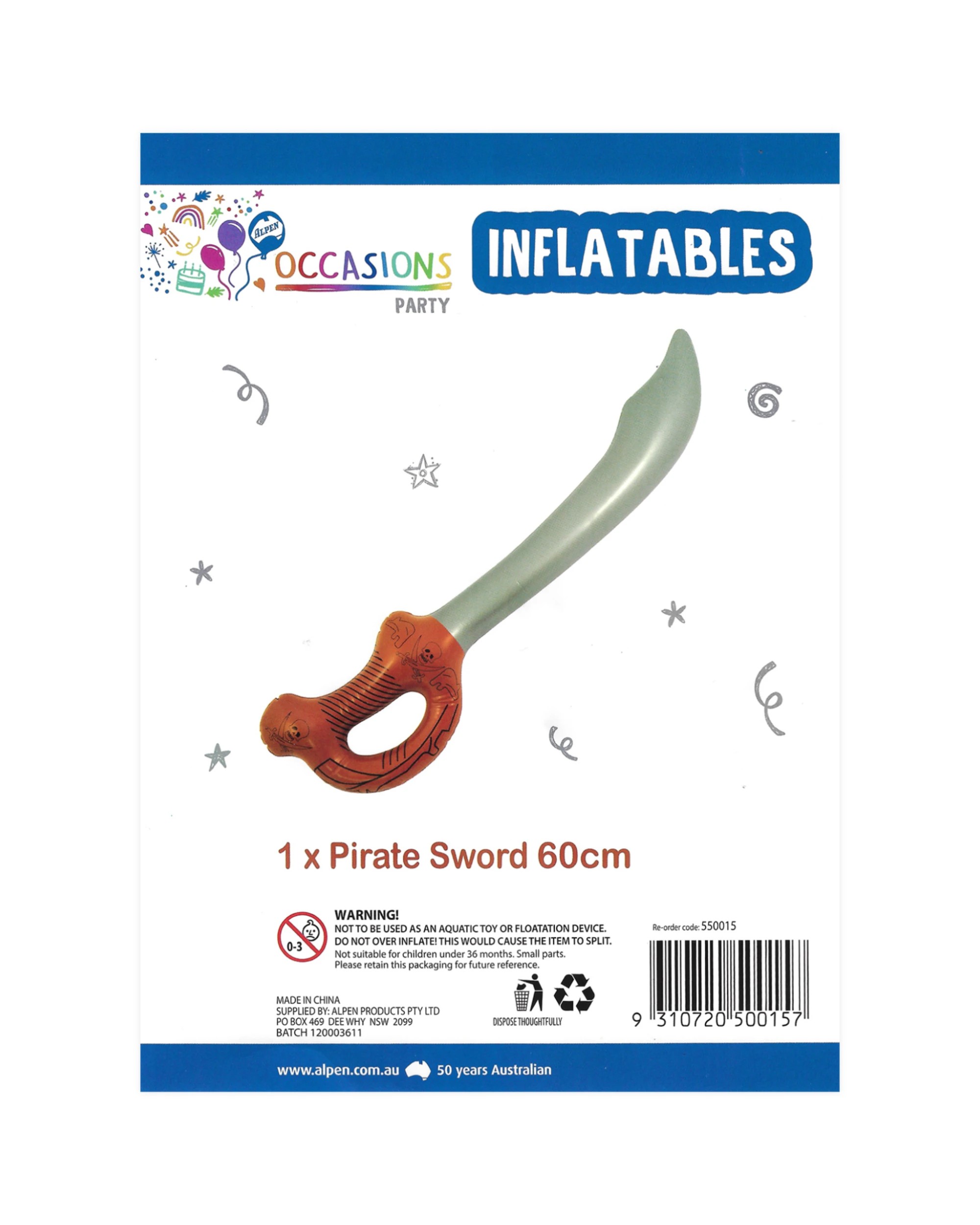 2 Occasions Party Inflatable Swashbuckling Pirate Sword - Brown, 2 of 2