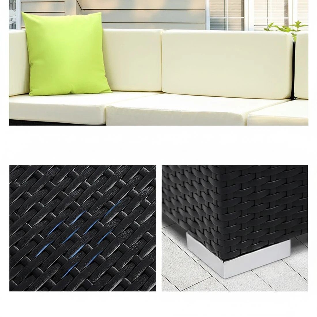 4 Gardeon 5-Piece Outdoor Sofa Set Wicker Couch Lounge Setting 4 - Black, 4 of 7