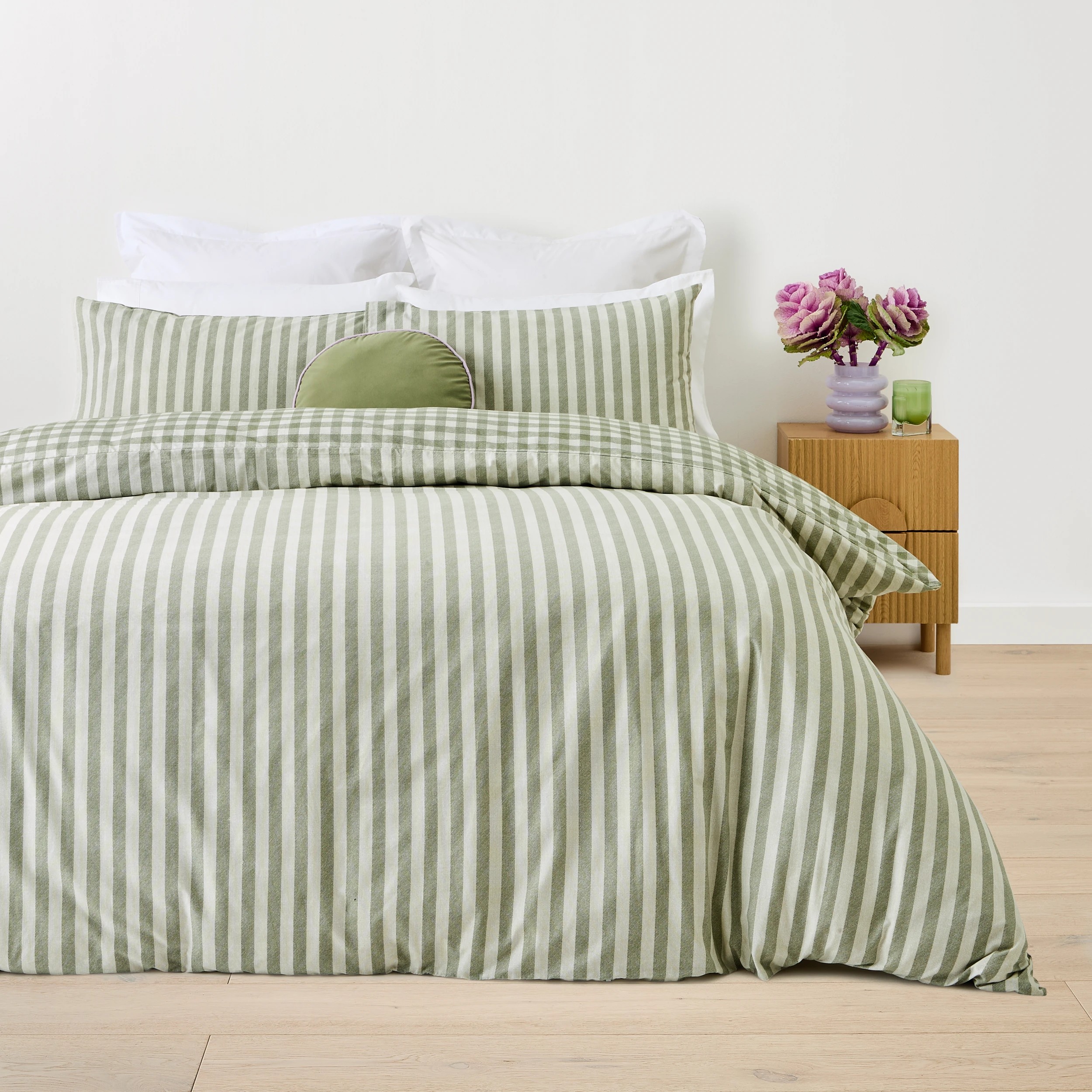 2 Gingham Cotton Rich Reversible Quilt Cover Set - Queen Bed, Green, 2 of 7