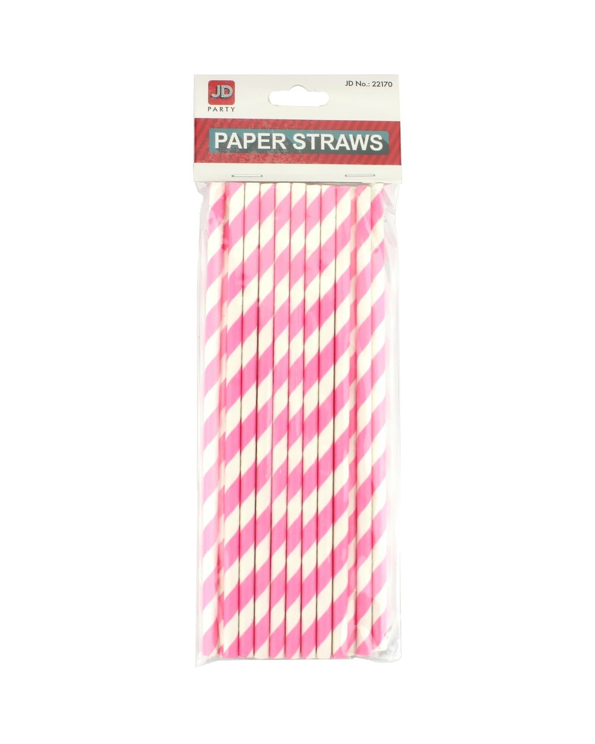 1 JD Party Striped Paper Straws Pack of 20 - Pink, 1 of 1