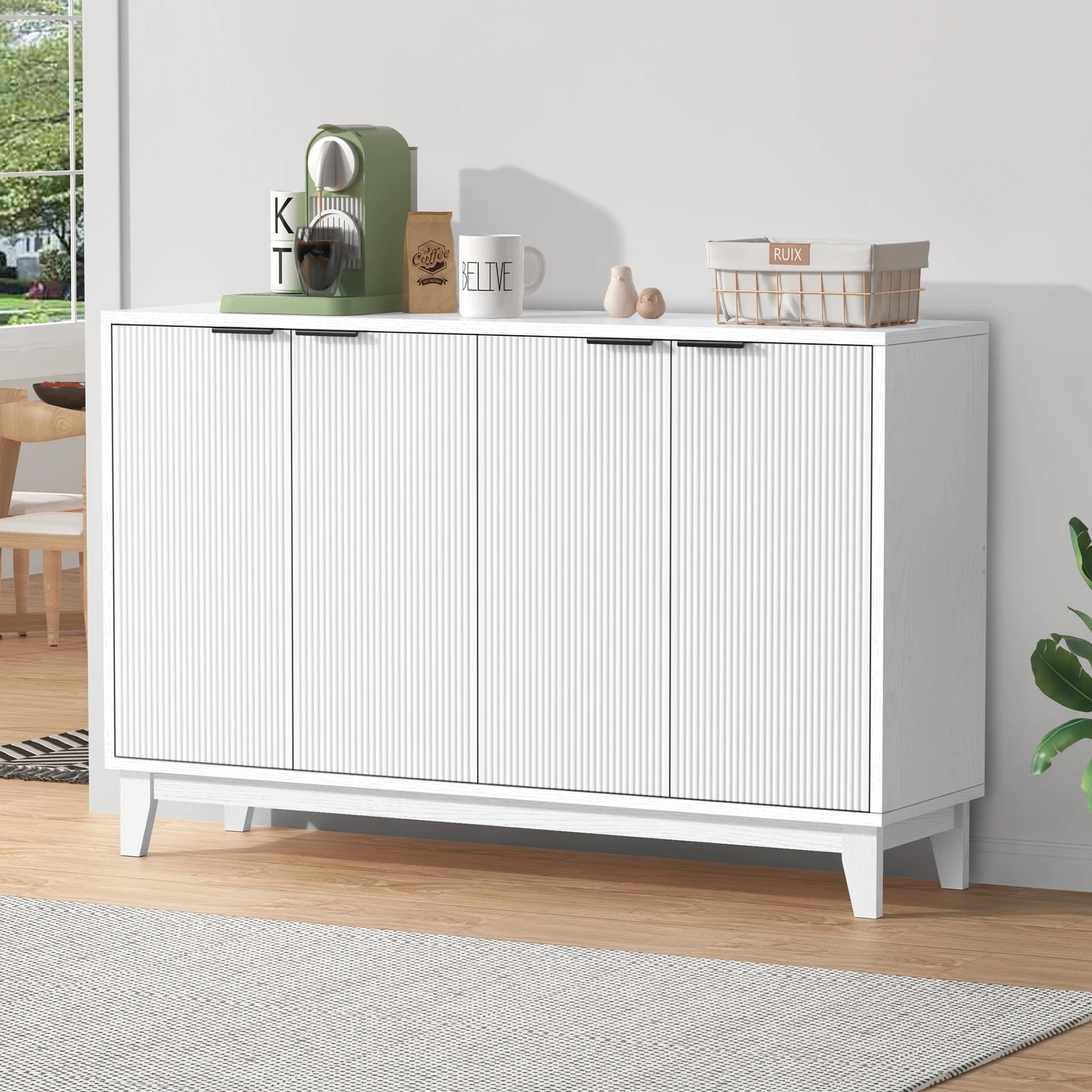 2 Alfordson Buffet Sideboard Storage Cabinet Cupboard Kitchen Hallway Pantry - White, 2 of 4