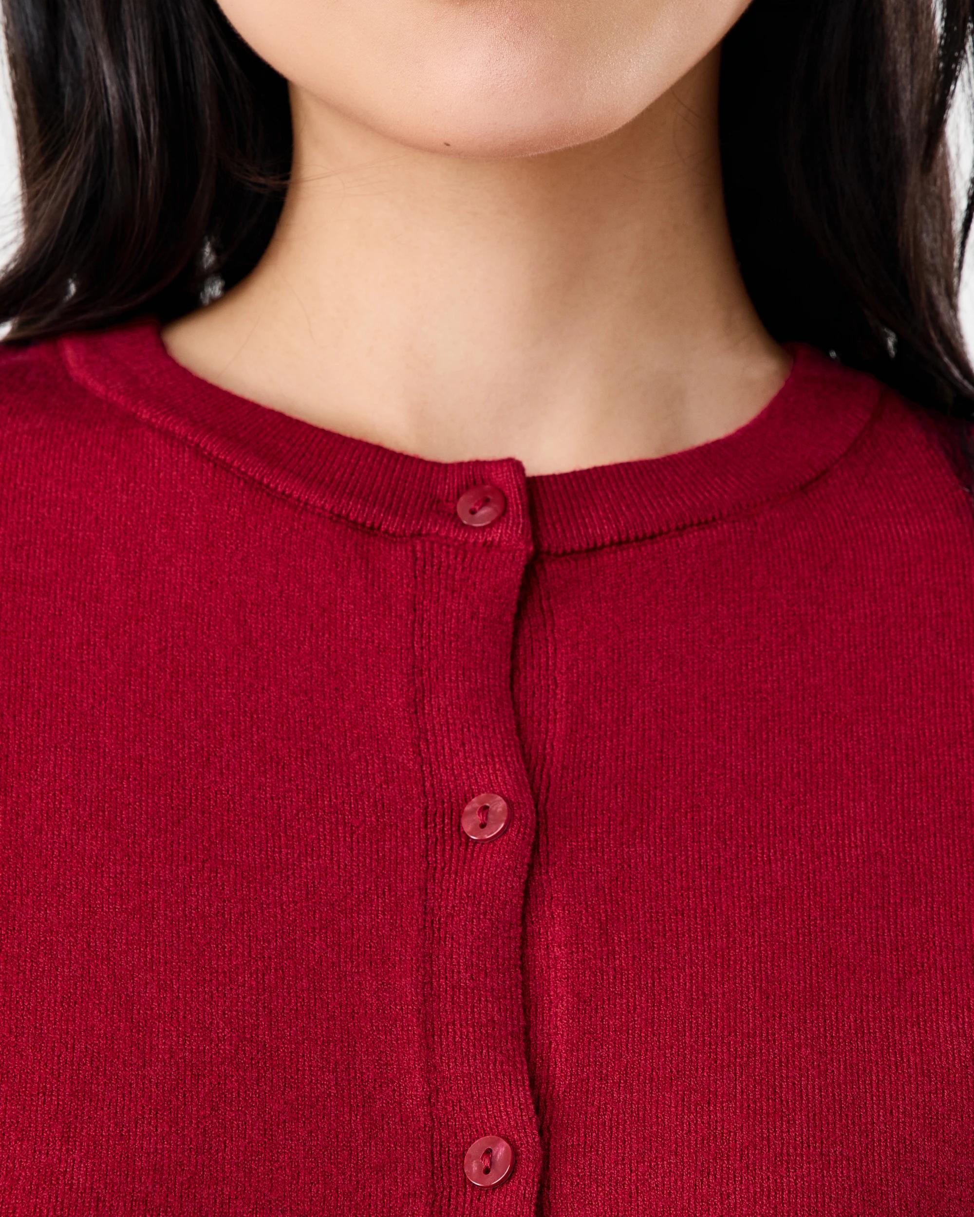 5 Lightweight Crew Neck Cardigan Spice Red, 5 of 6