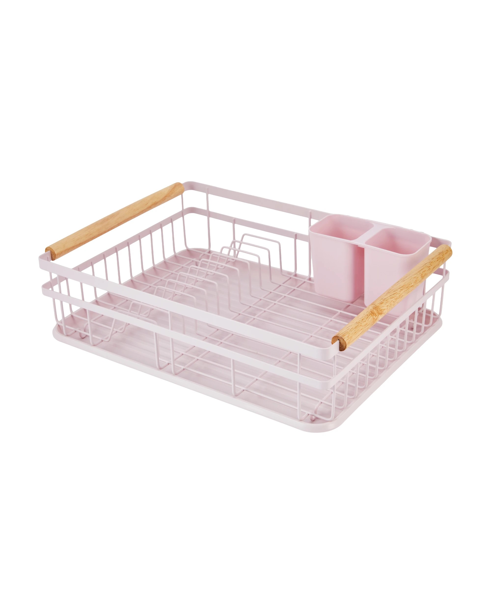 1 Pink Wooden Handle Dish Rack, 1 of 6