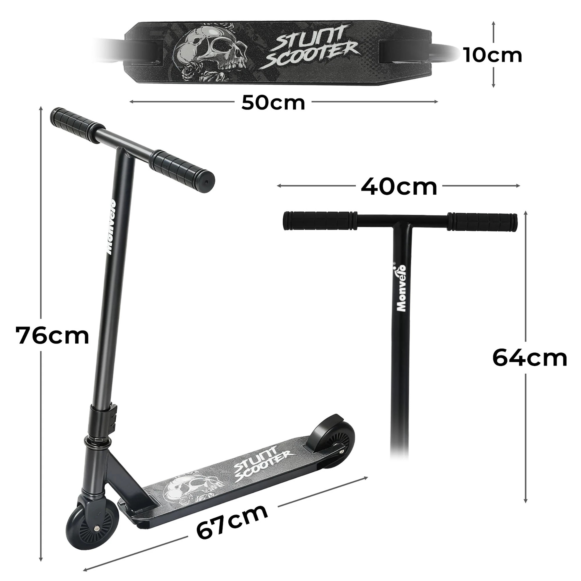 3 Monvelo Stunt Scooter Aluminium Deck Alloy Core Wheels, 3 of 9