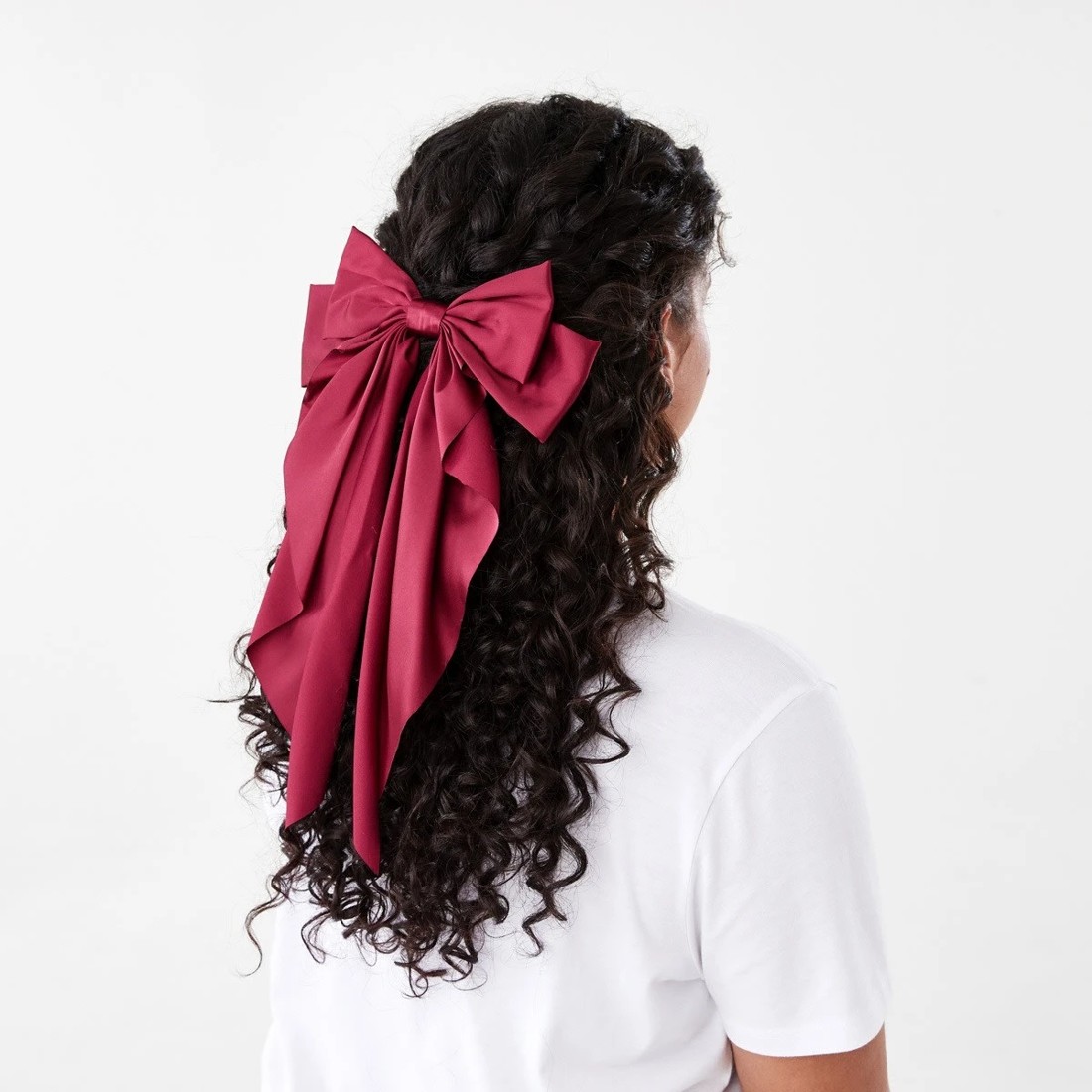 4 Burgundy Red Barrette Large Bow Hair Clip, 4 of 5