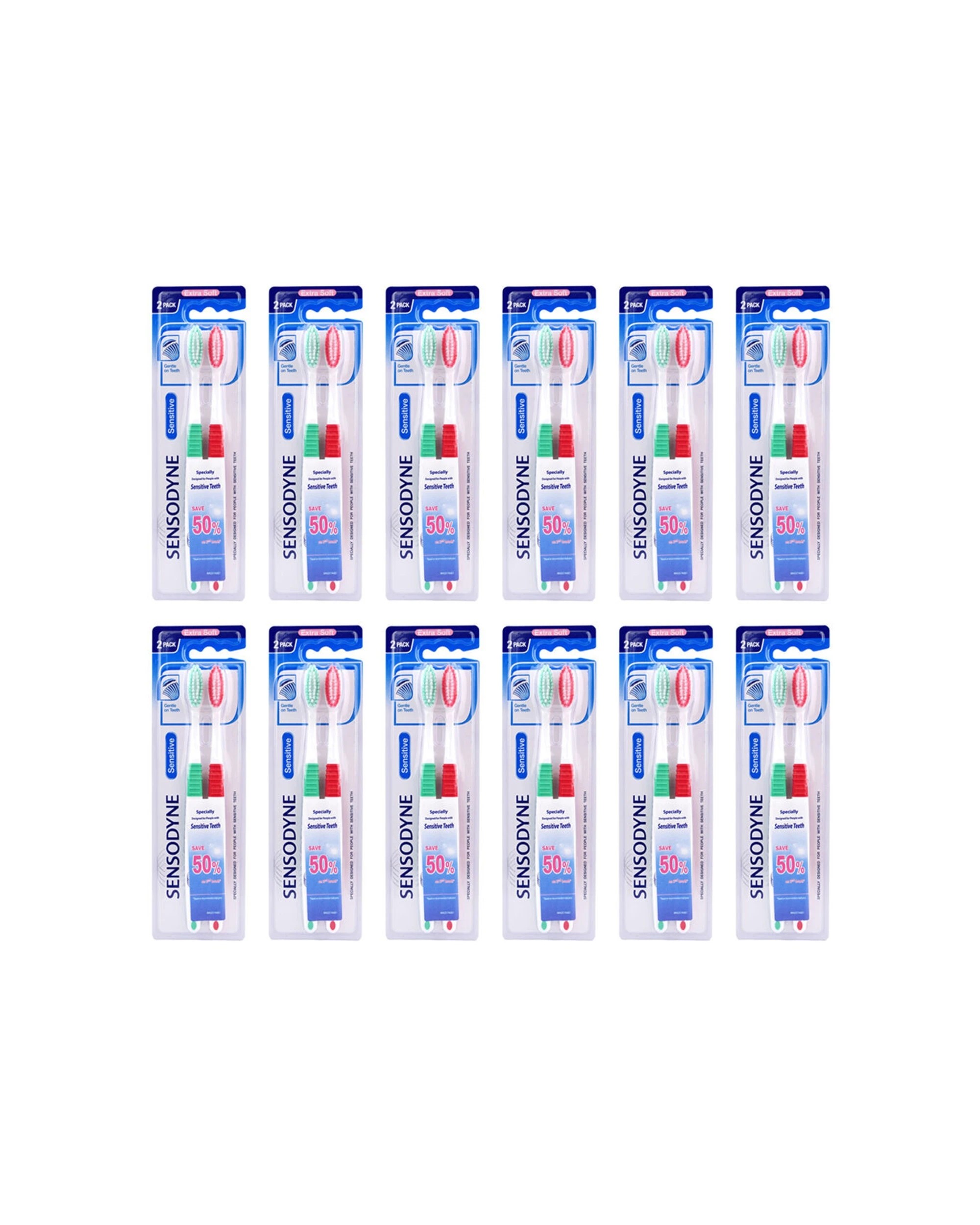 1 Sensodyne 12x 2pc Toothbrush Sensitive Extra Soft Bristles Dental Oral Care - Multi, 1 of 3