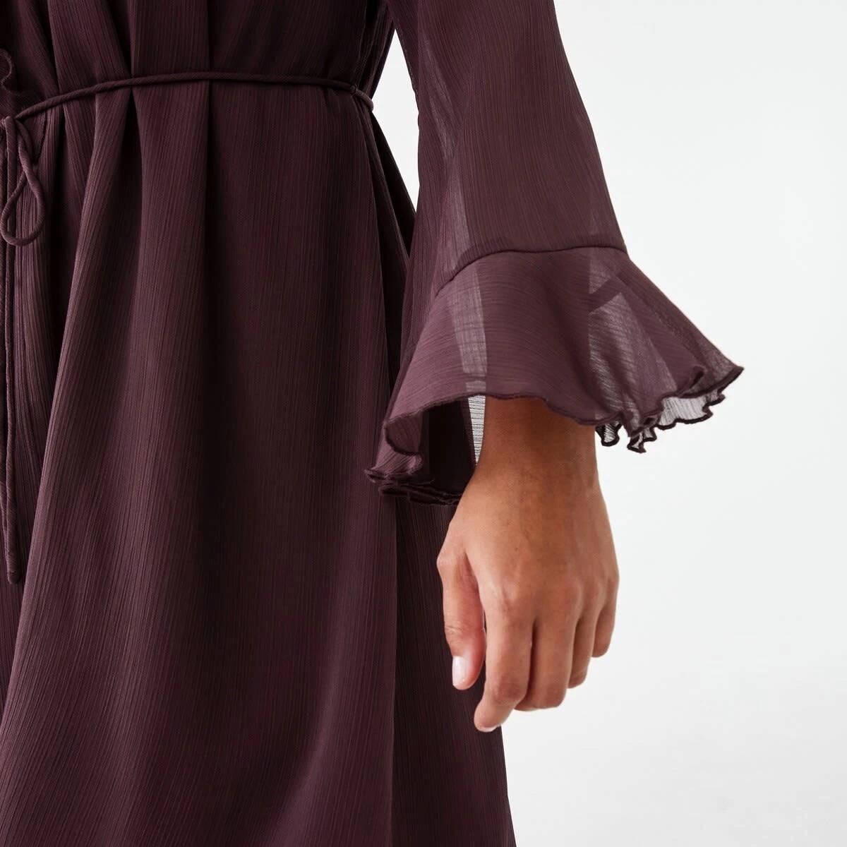 8 Long Sleeve Ruffle Mini Dress Mulberry, 8 of 10