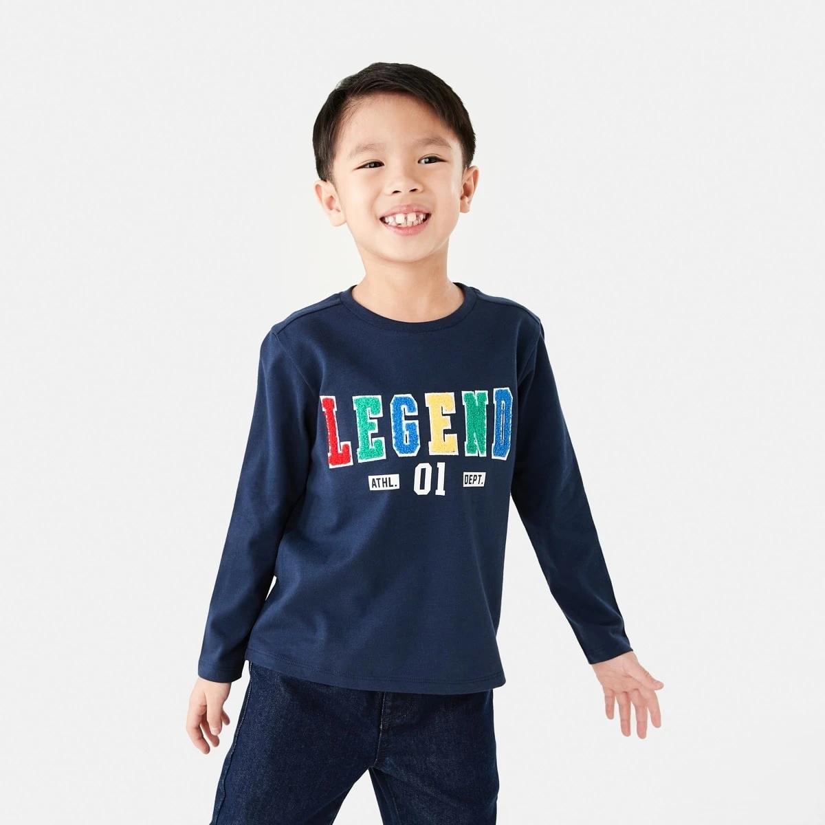 1 Long Sleeve Boucle T-shirt Blu Legend, 1 of 8