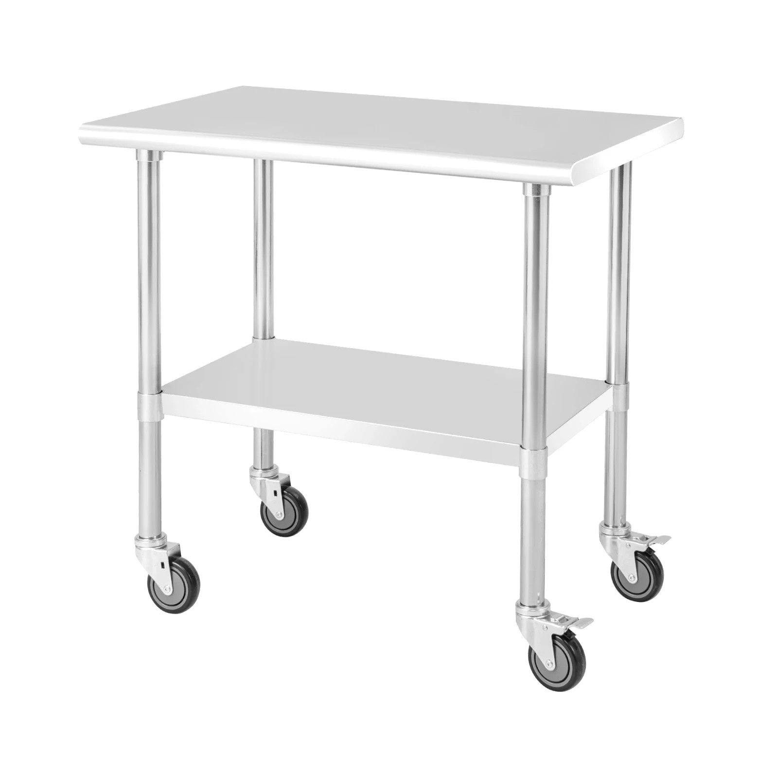 1 Costway Mobile Food Prep Table Commercial Work Bench Stainless Steel 91.5 x 61cm, 1 of 3