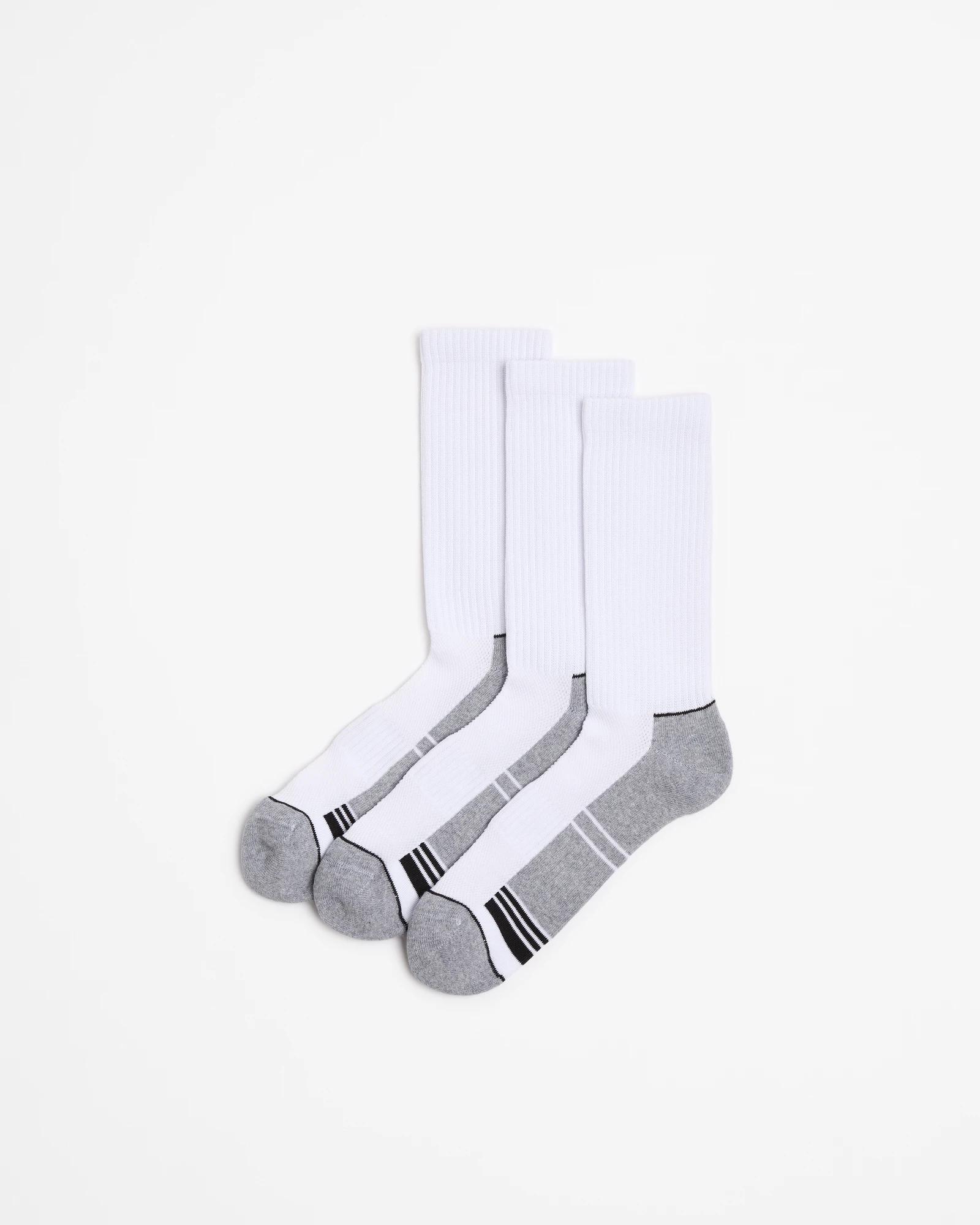 1 Australian Cotton Blend 3 Pack Sport Crew Cut Socks - Maxx WHITE, 1 of 3