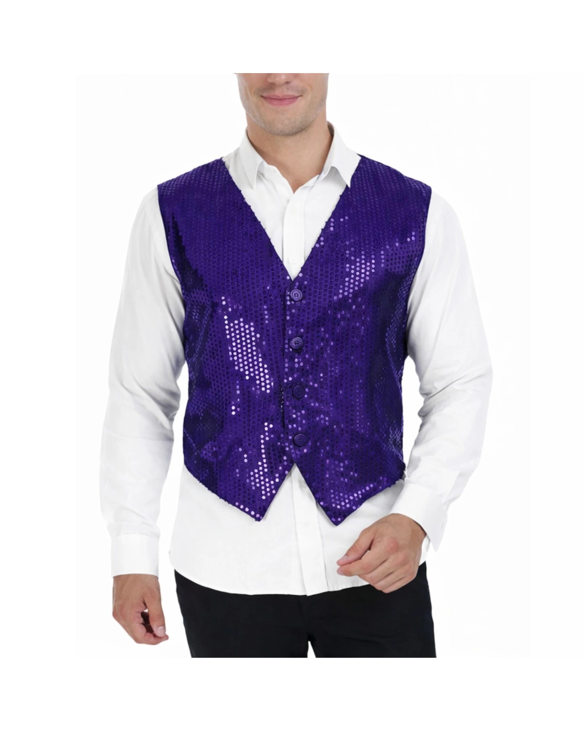 1 BR Costumes Men's Sequin Waistcoat Dance Costume, 1 of 4