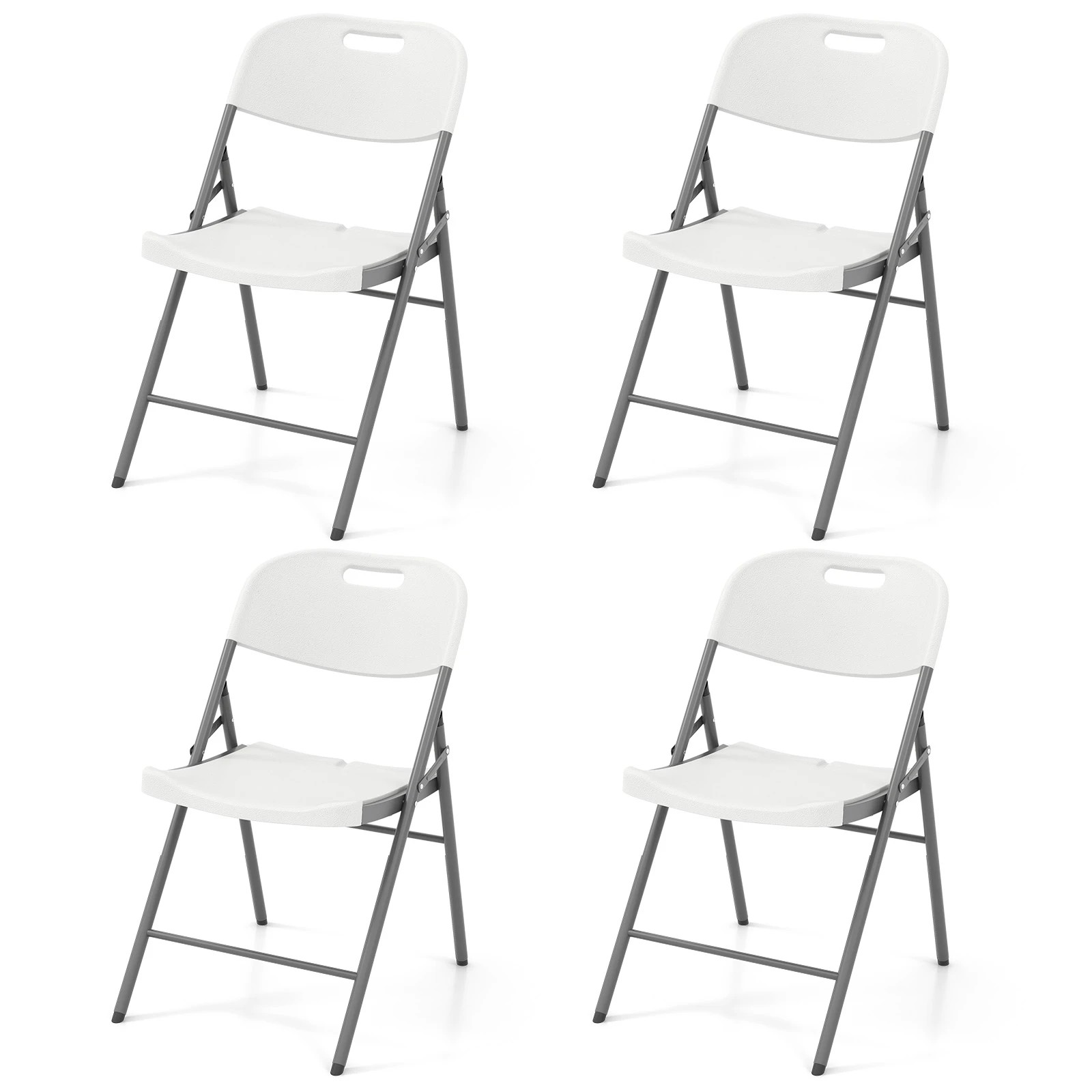 1 Costway 4x Foldable Chairs Metal Frame Dining Chair w/Metal Frame Indoor/Outdoor, 1 of 4