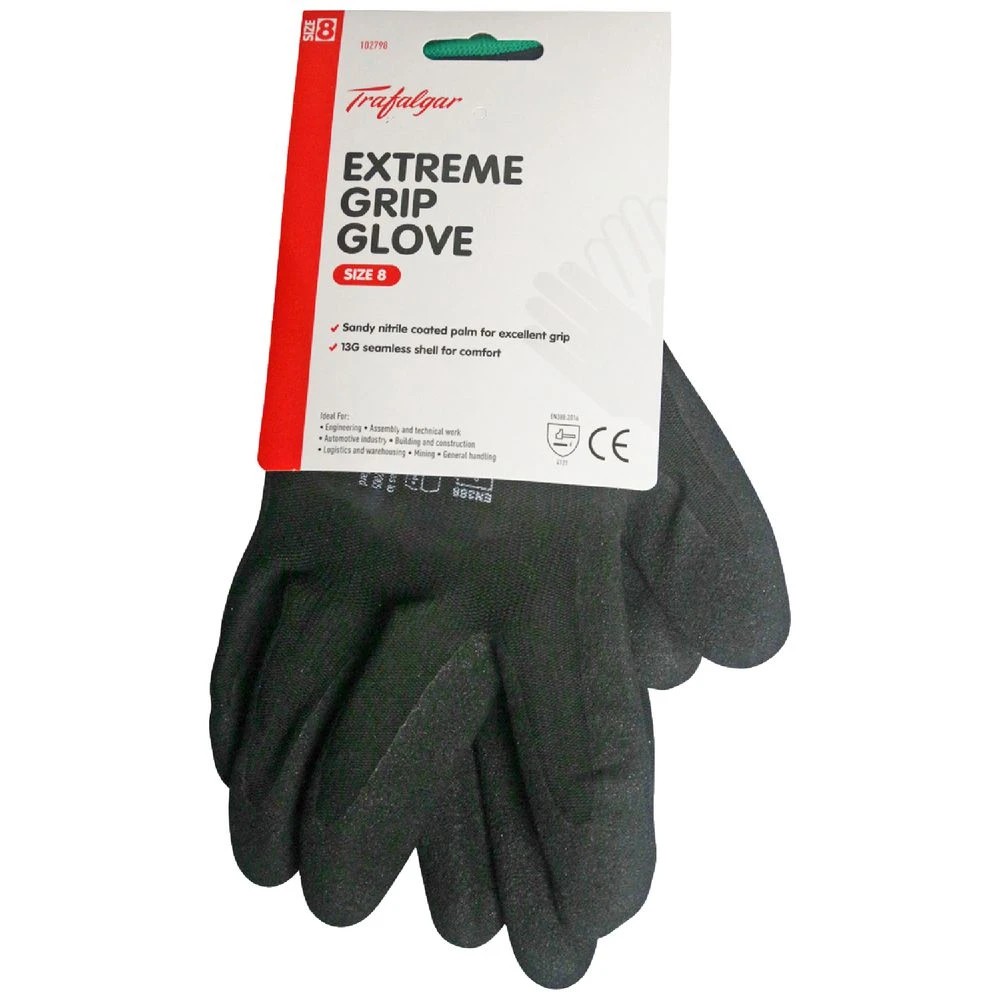 1 Trafalgar Extreme Grip Gloves Size 8, 1 of 2