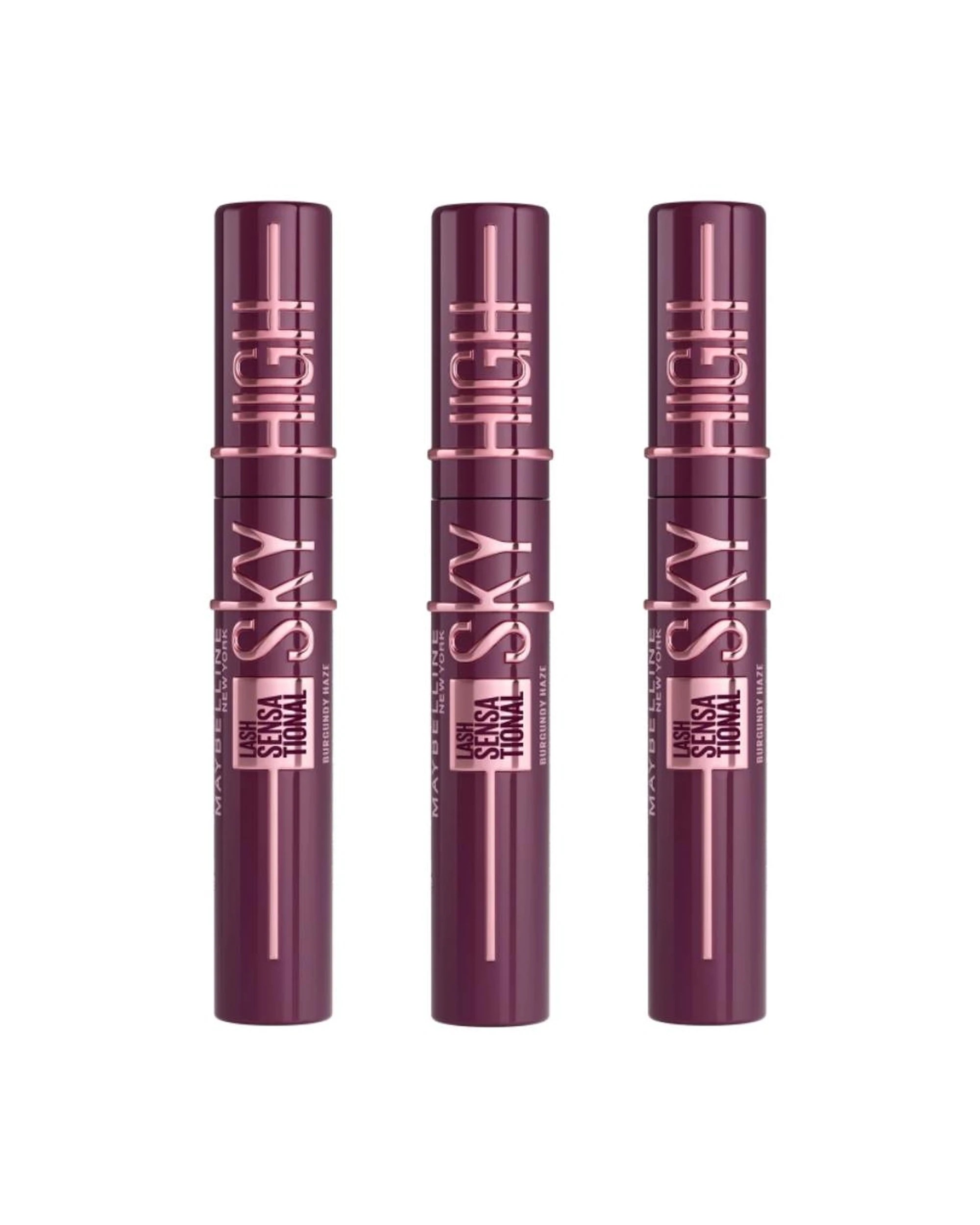 1 3 x Maybelline Sky High Lash Sensational Mascara 7.2mL - 793 Burgundy Haze - Burgundy, 1 of 7