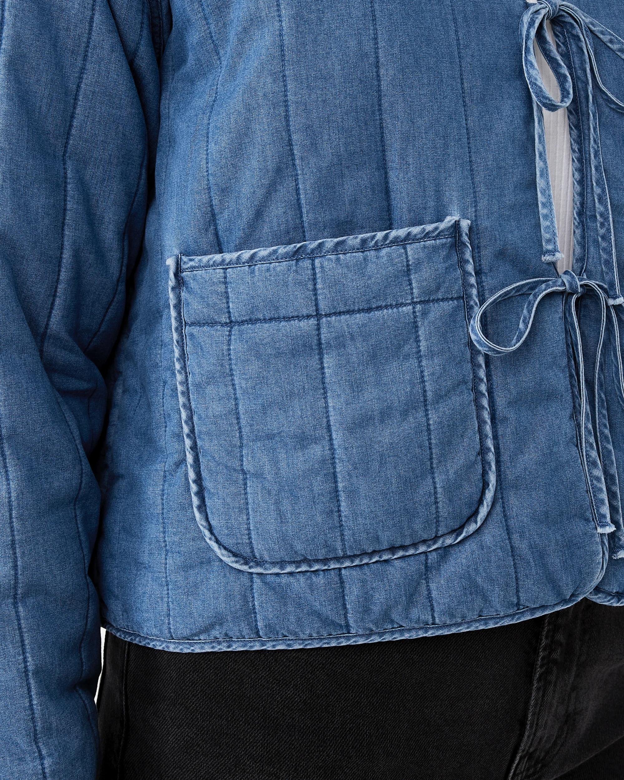 6 Chambray Quilted Tie Shacket Blu M Wsh, 6 of 7