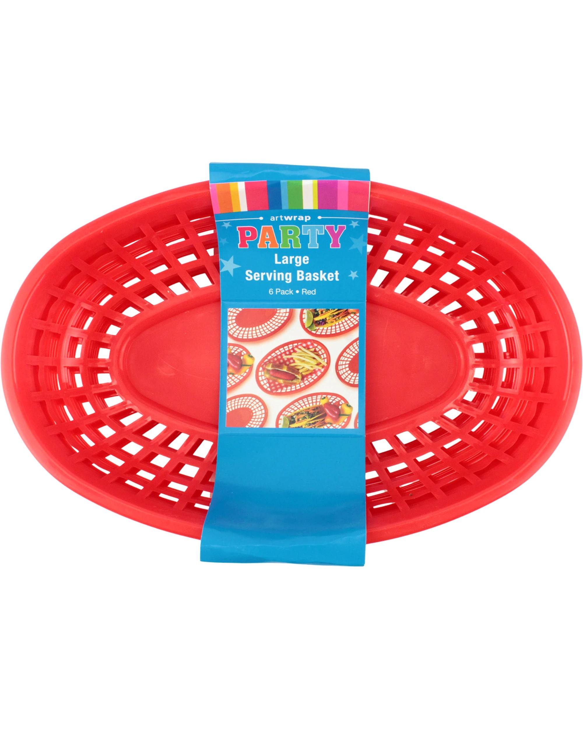 3 Artwrap Oval Serving Baskets Pack of 6 - Red, 3 of 4