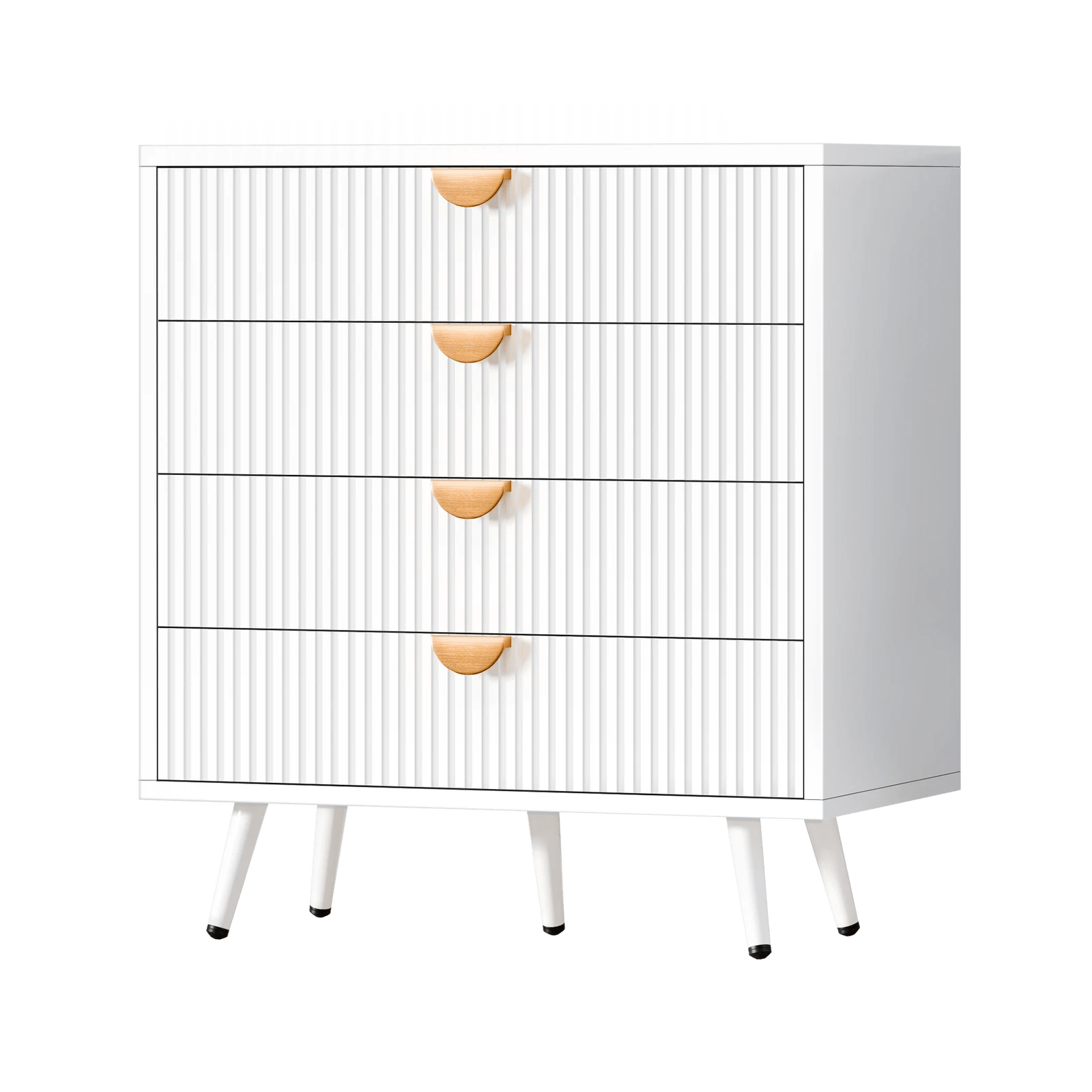 1 Alfordson 4 Chest of Drawers Modern Storage Cabinet Dresser Tallboy - White, 1 of 10