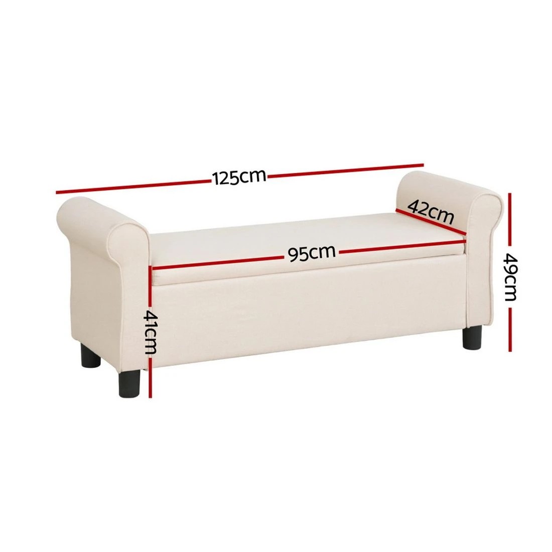 2 Artiss Storage Ottoman Blanket Box 125cm Arm Linen Taupe - Grey, 2 of 5