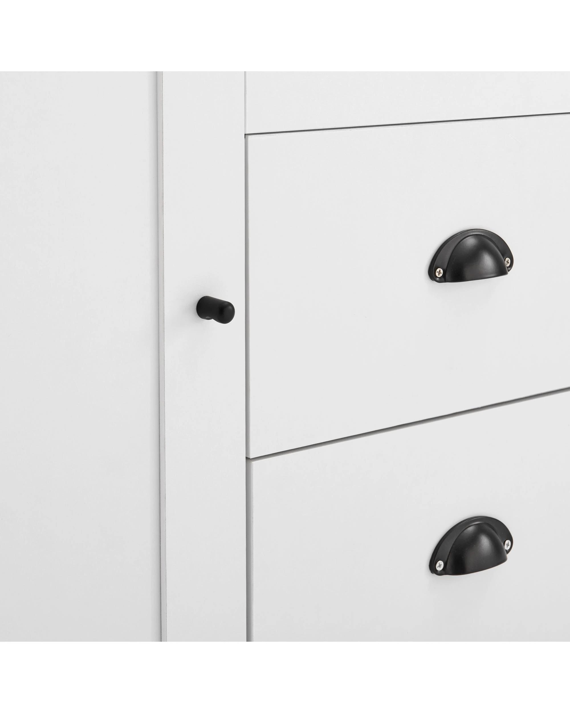 7 Kodu Buffet Sideboard 2 Doors 3 Drawers Storage Cupboard Cabinet White and Oak, 7 of 9