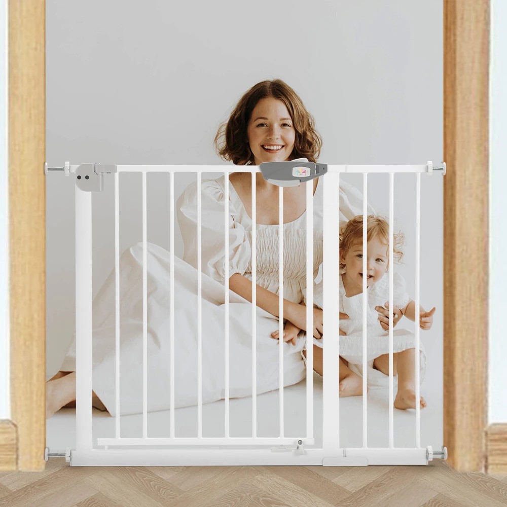 3 Playpals Adjustable Metal Baby Gate Easy Install No Drill Kid Safety Large - White, 3 of 3
