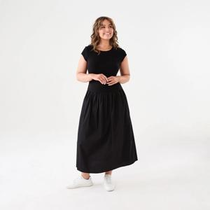 Short Sleeve Drop Waist Midi Dress