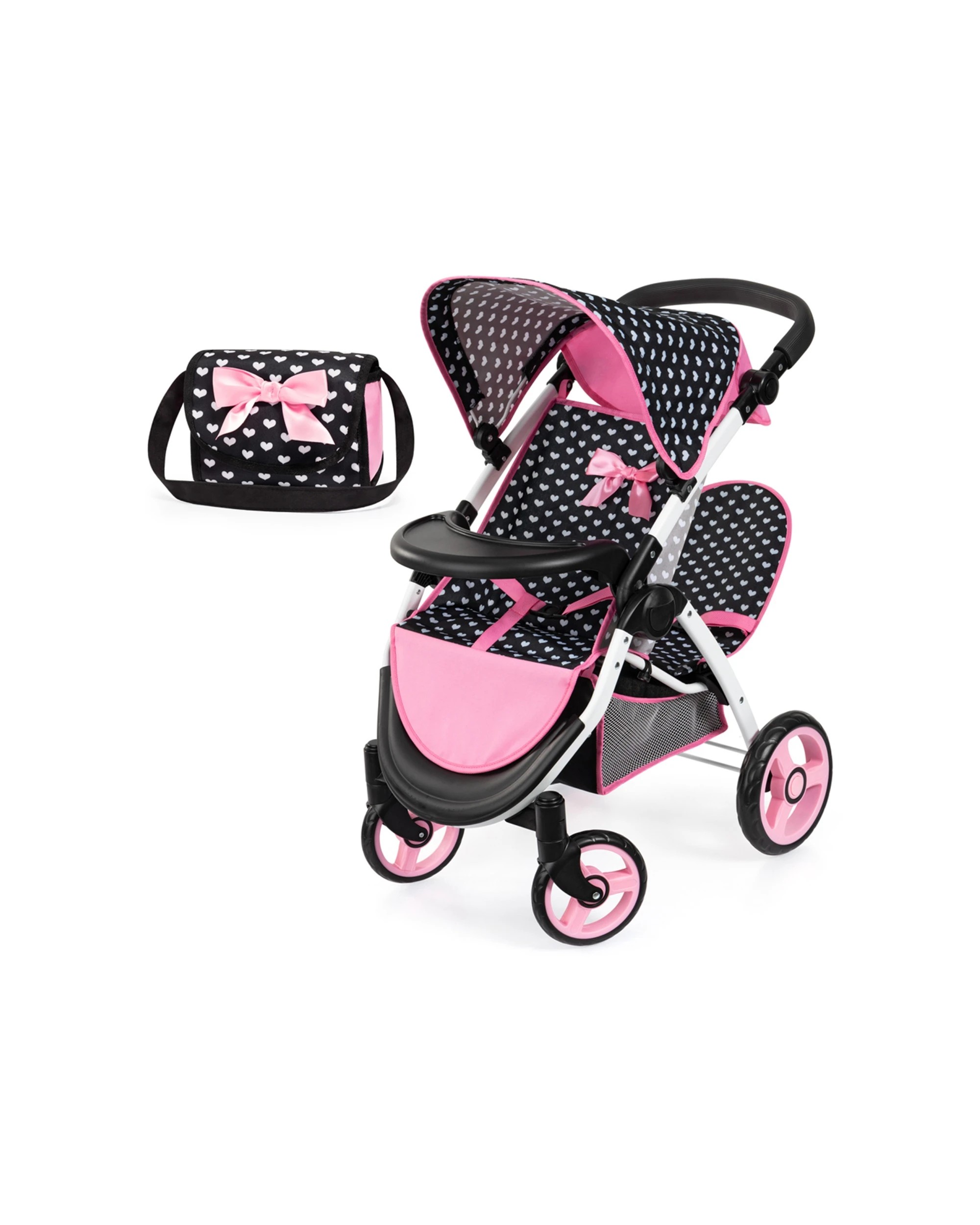 1 Bayer Twin Star Doll Pram Adjustable Handle Foldable Kids Toy 3y Plus
 - Pink, 1 of 3