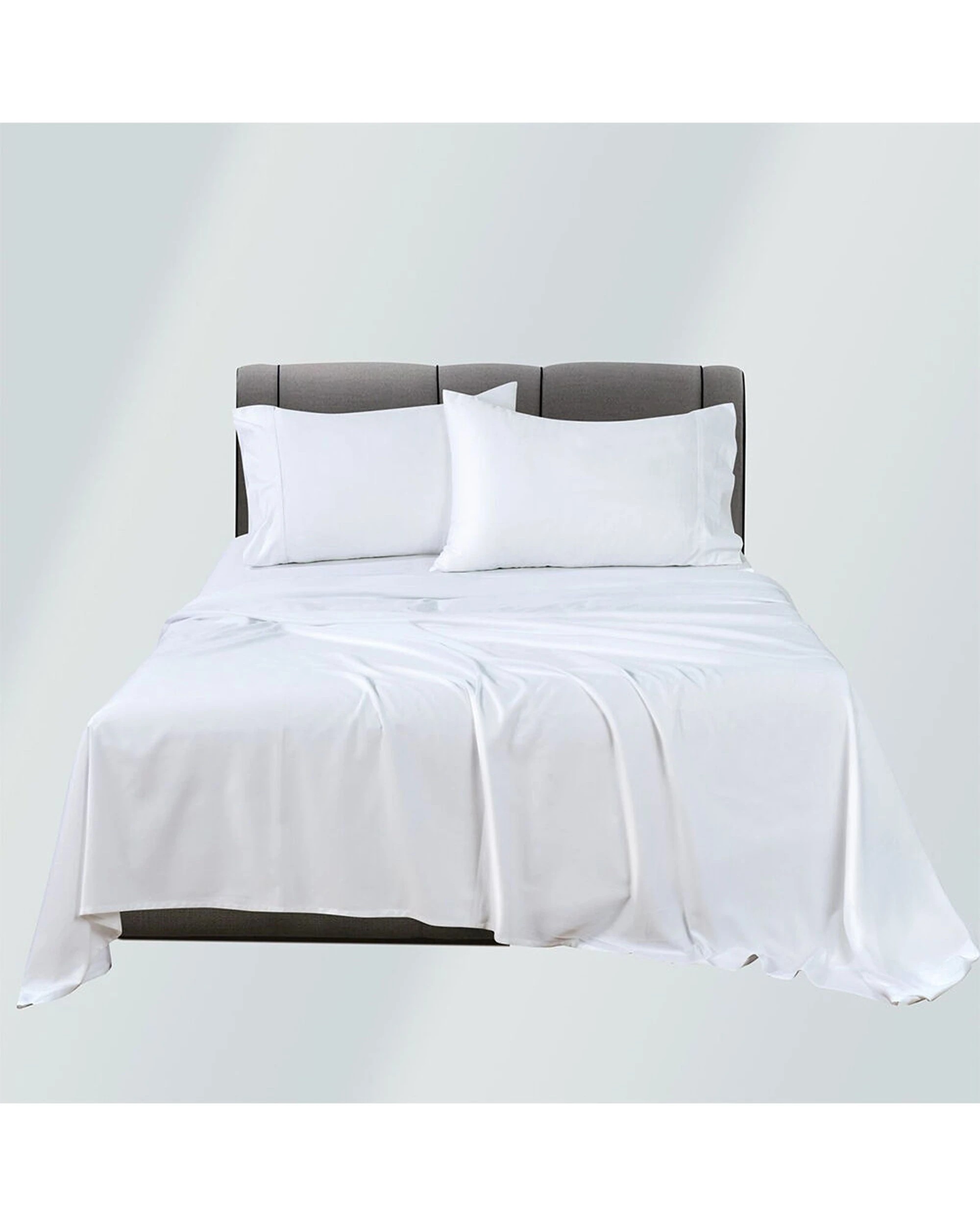 2 Bianca Rosebank 500TC Bamboo Cotton Sateen Blend Sheet Set With 2 Pillowcases - Super King Bed - White, 2 of 7