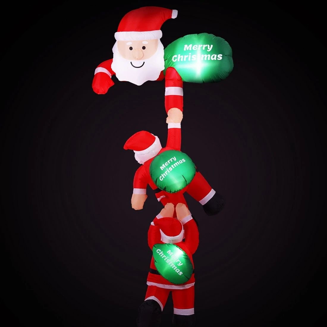 3 Jingle Jollys Christmas Inflatable Climbing Santa 2.5M Height LED Decorations Illuminated - Multi, 3 of 7