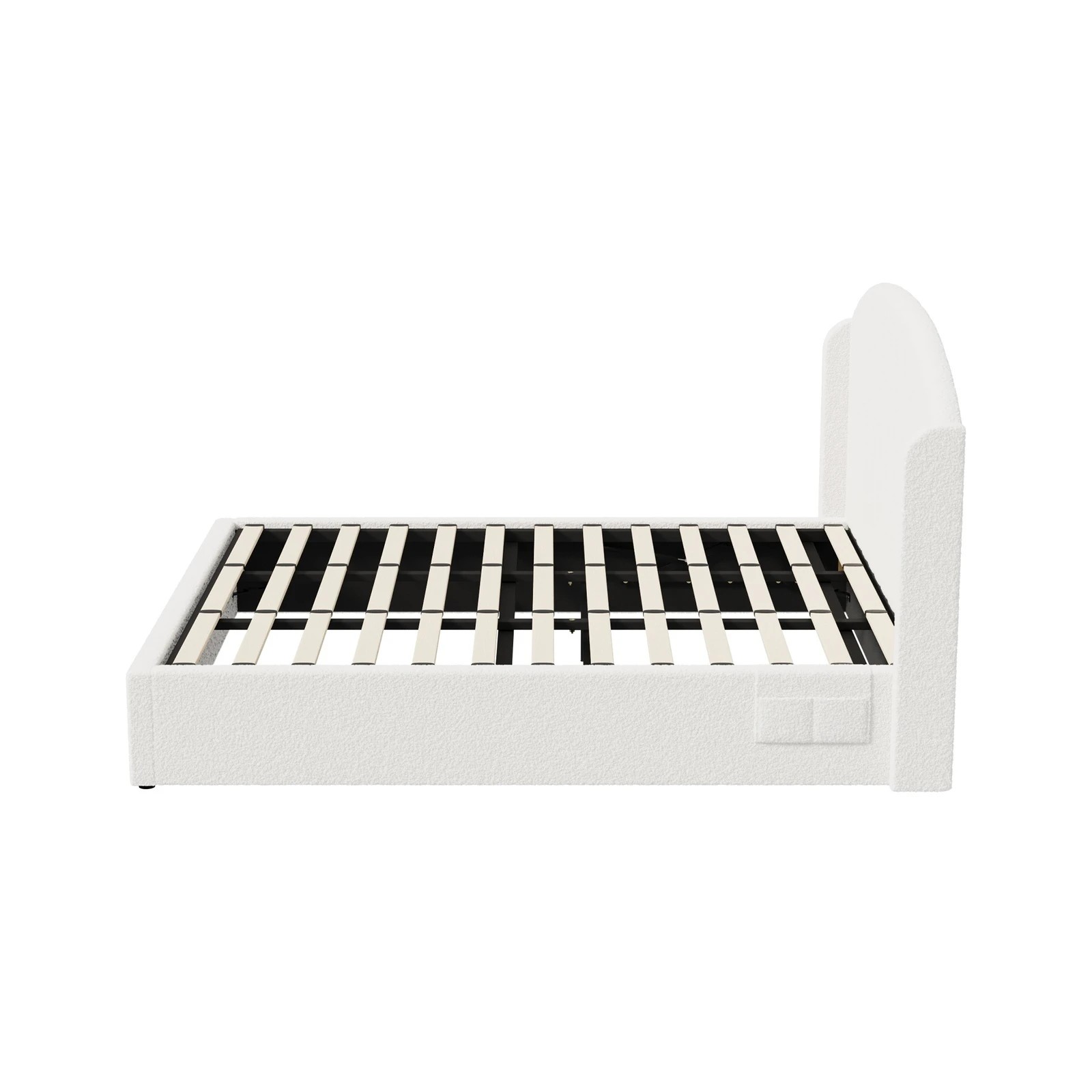 8 Oikiture Bed Frame King Size With Gas Lift Storage USB Charging Boucle - White, 8 of 8